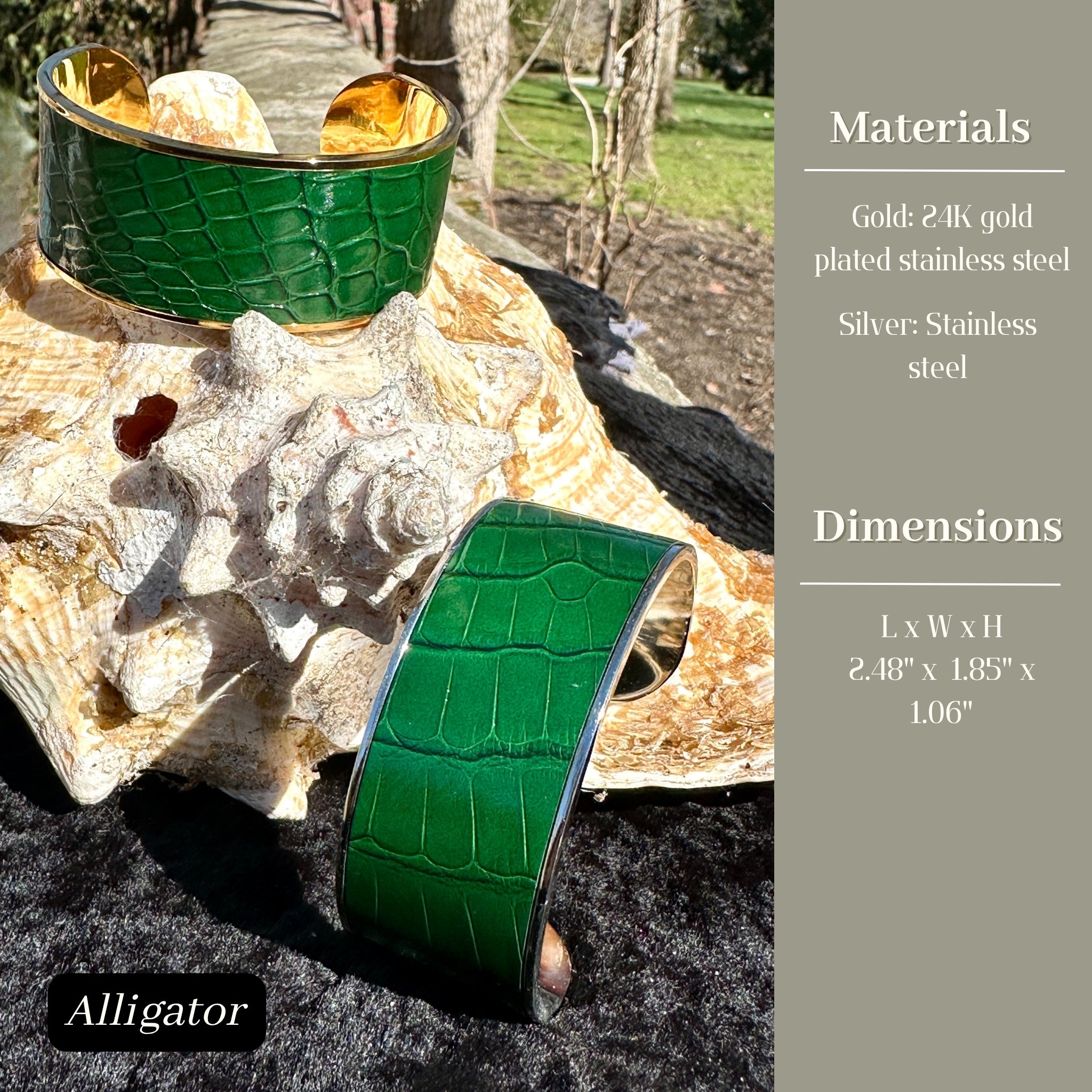 Alligator Leather Cuff - Wide