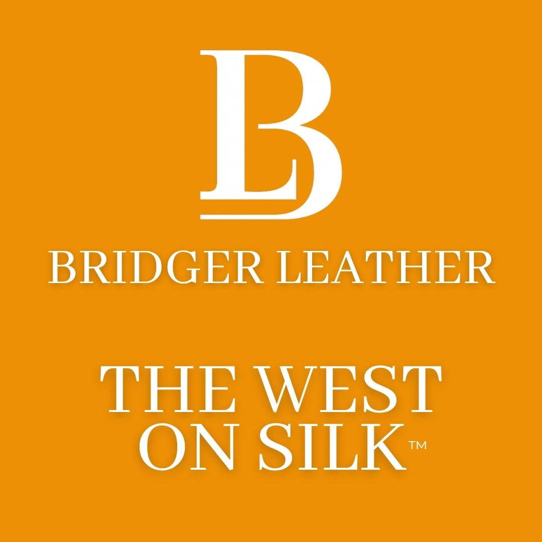 Bridger Leather logo and slogan "the west on silk"
