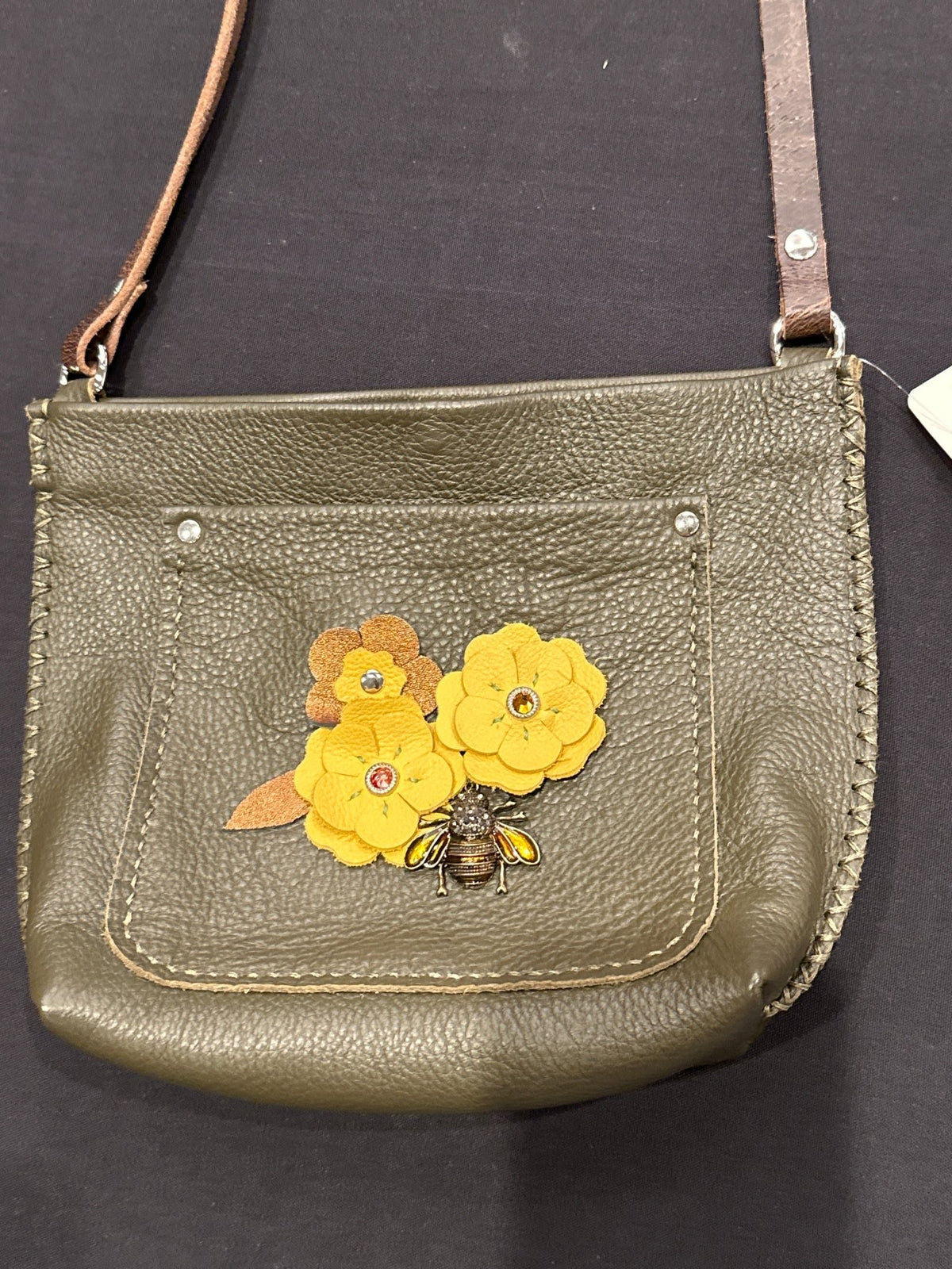 Army Green with Bee Pendant - Bridger Leather