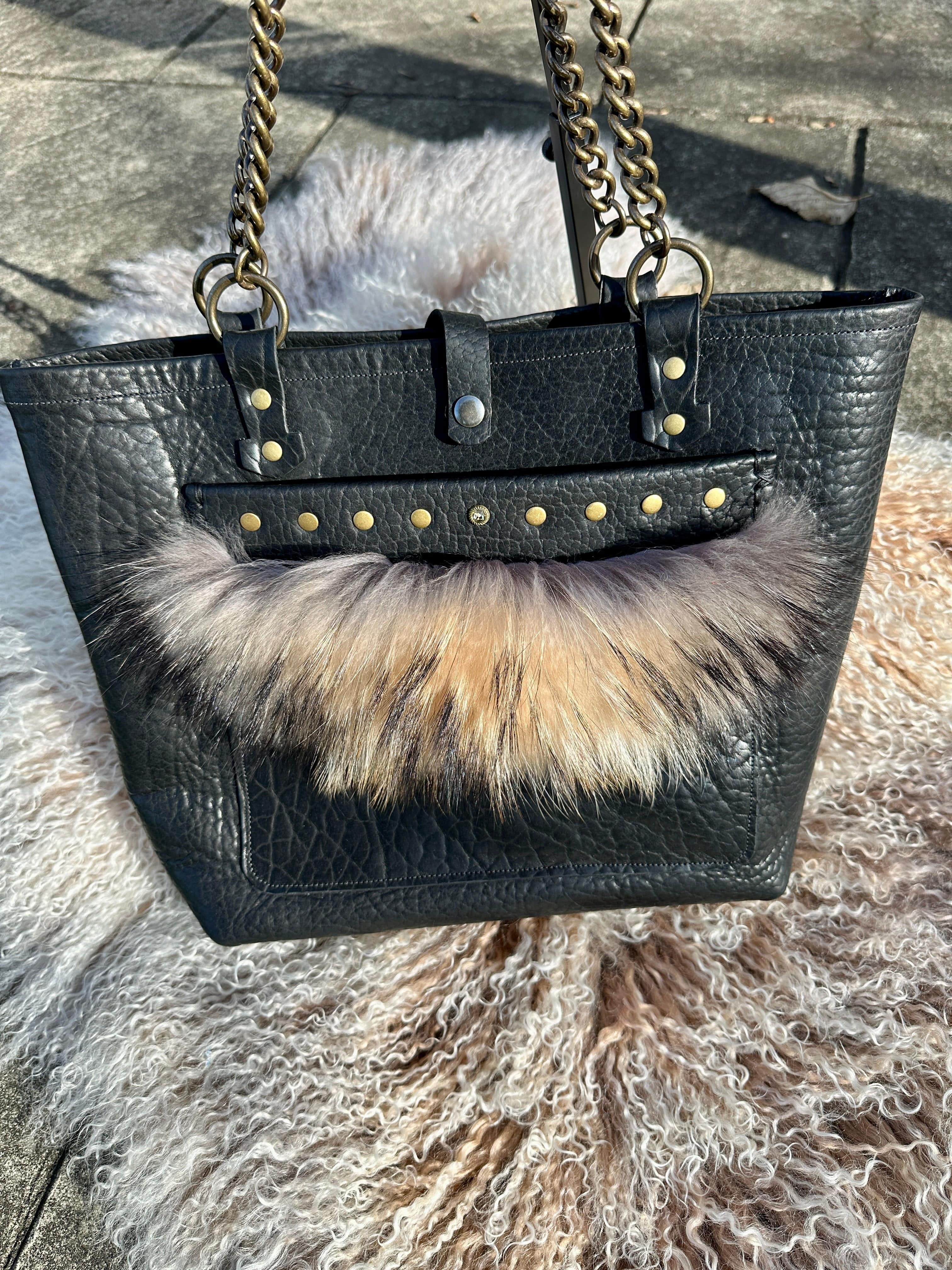 Bridger Leather Tote Bison & Finn Raccoon Tote