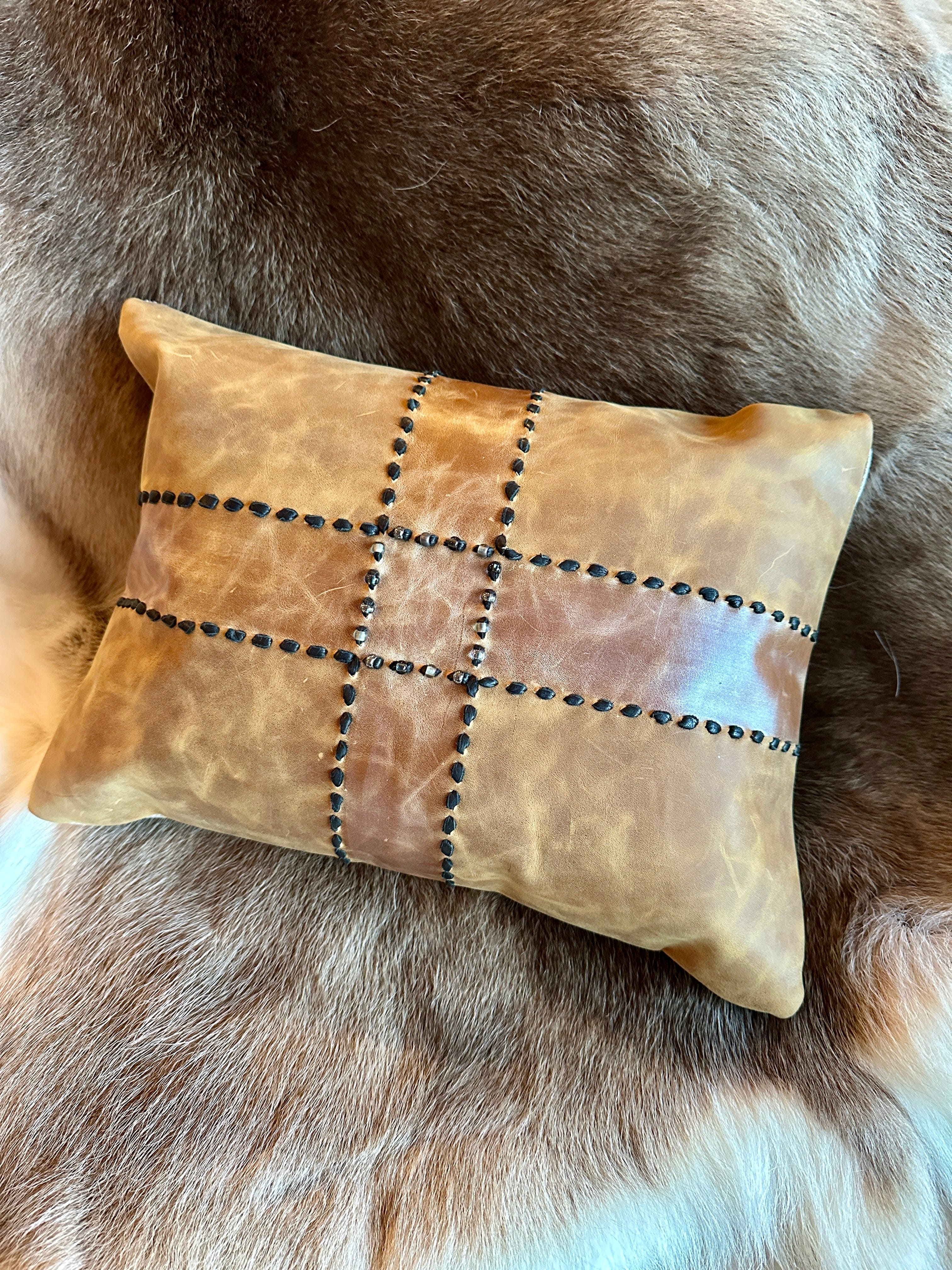 Bridger Leather Buck Stitch Pillows