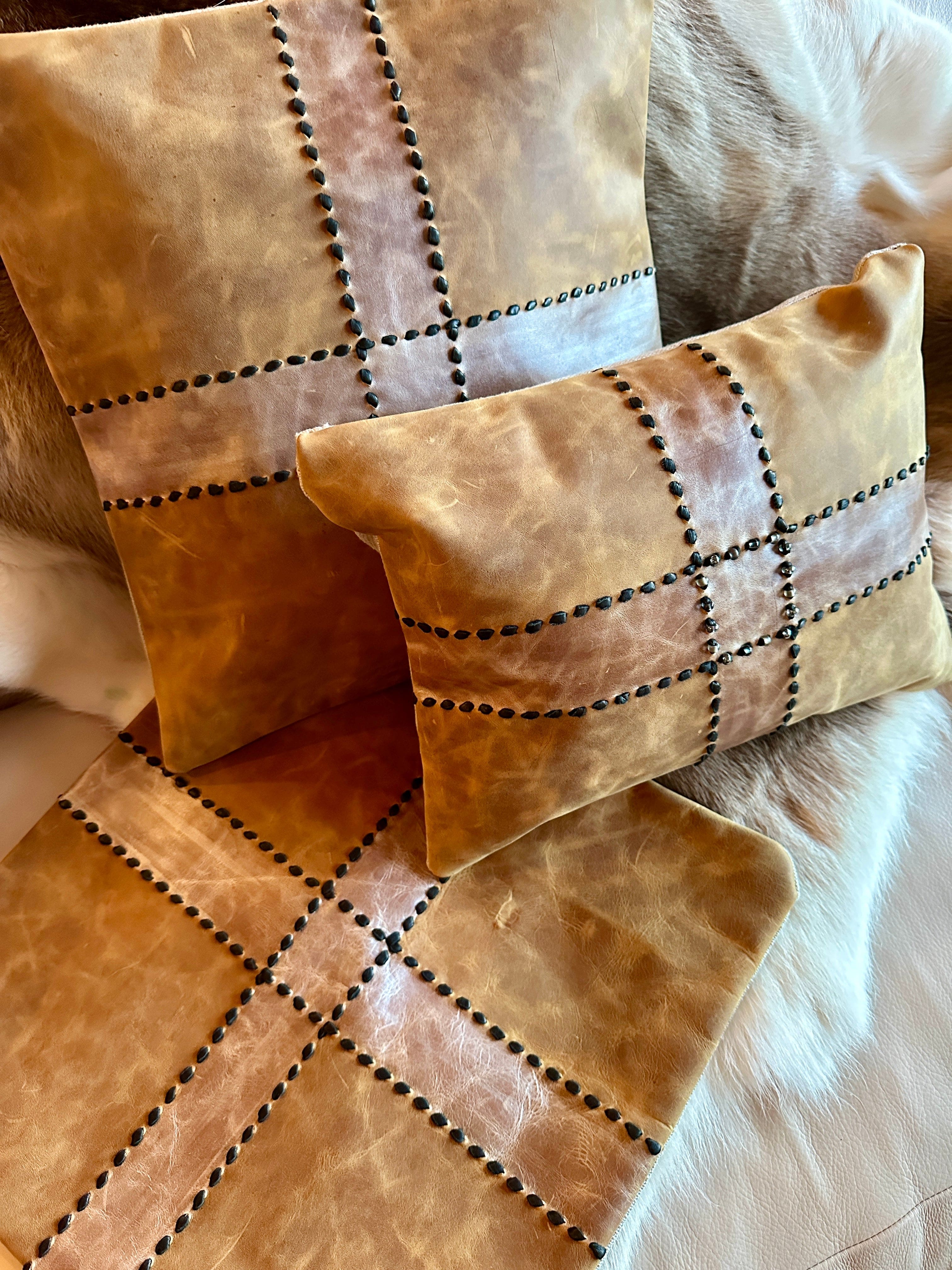 Bridger Leather Set of 3 - Save 20% Buck Stitch Pillows
