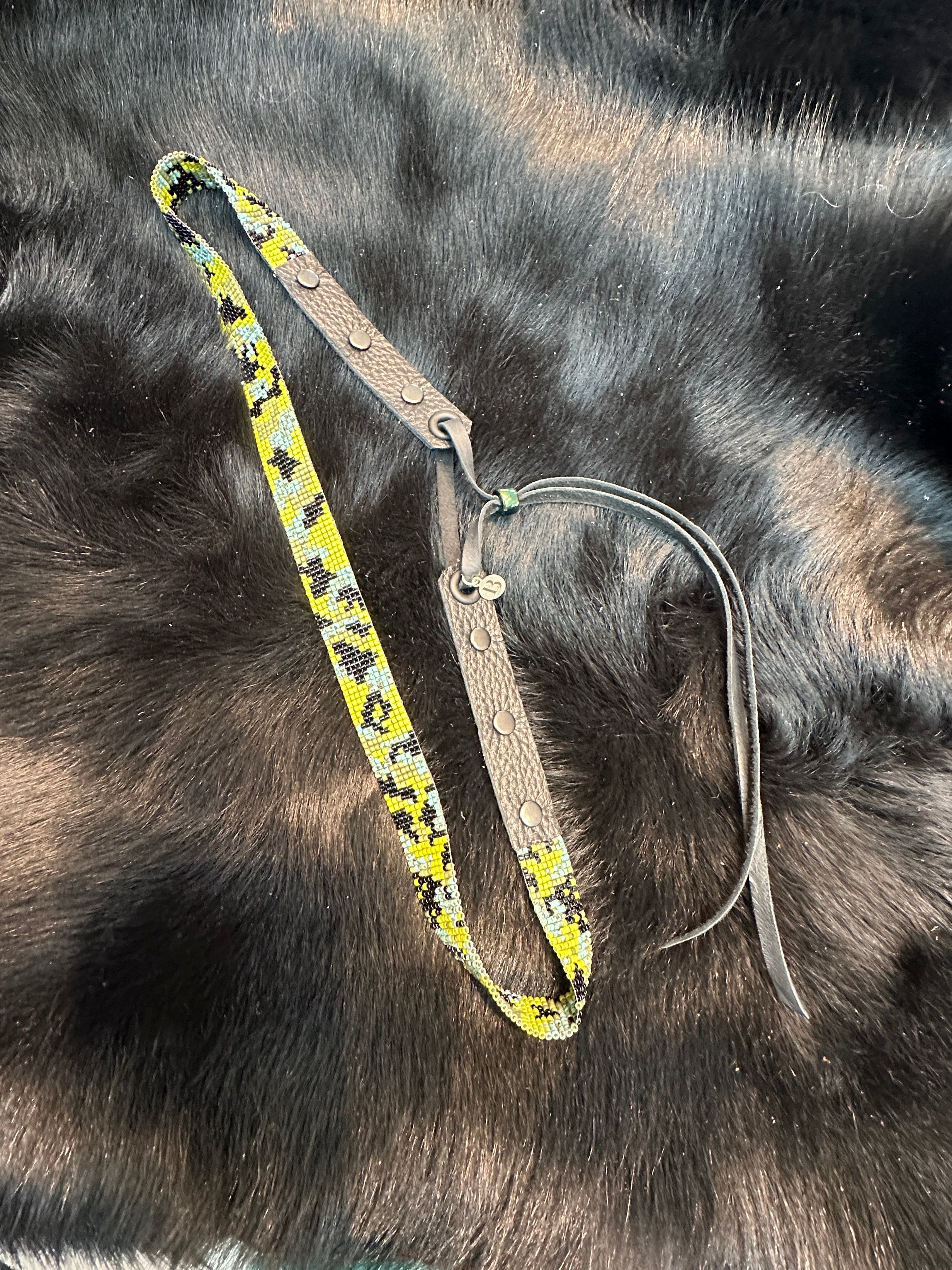 Bridger Leather Hatband Camo Beaded Hatband