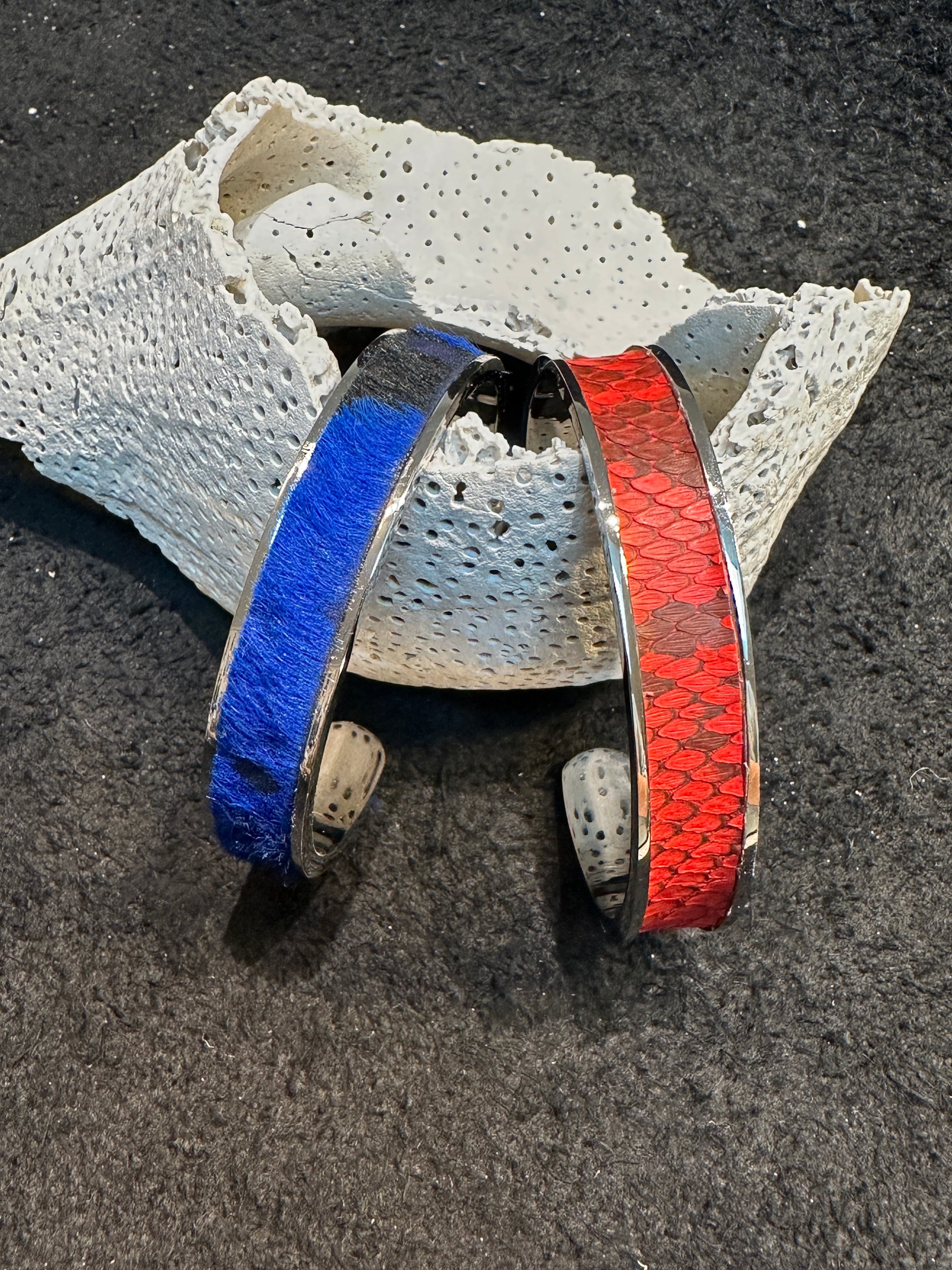 Bridger Leather Cuff Bracelet Cuff Bracelets - Stainless Steel with Leather or Hair Hide