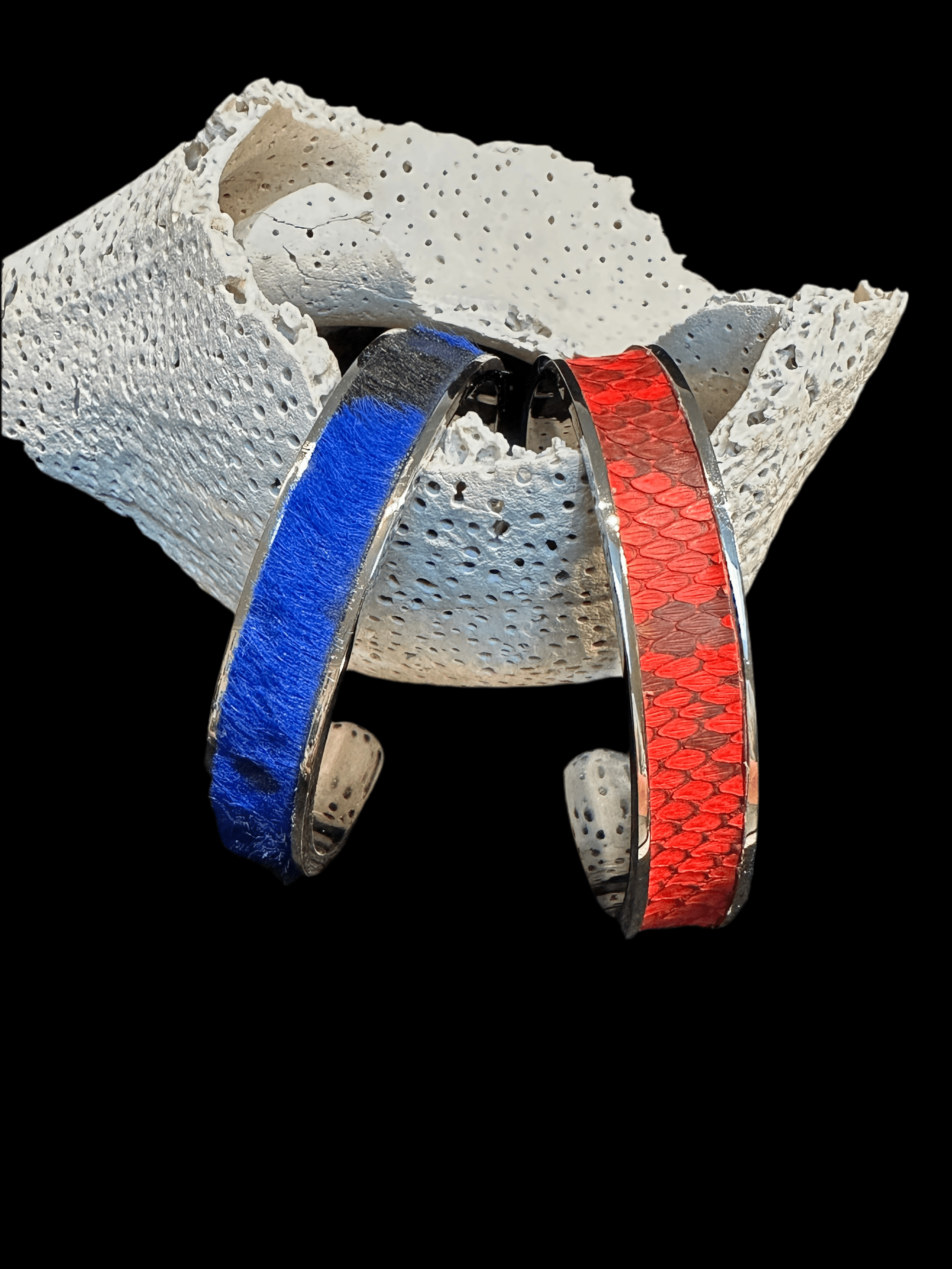 Bridger Leather Cuff Bracelet Cuff Bracelets - Stainless Steel with Leather or Hair Hide