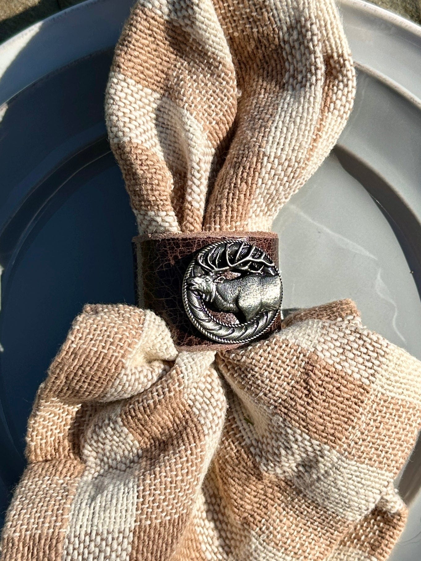 Bridger Leather Home Goods Elk Concho Napkin Rings - Set of 8