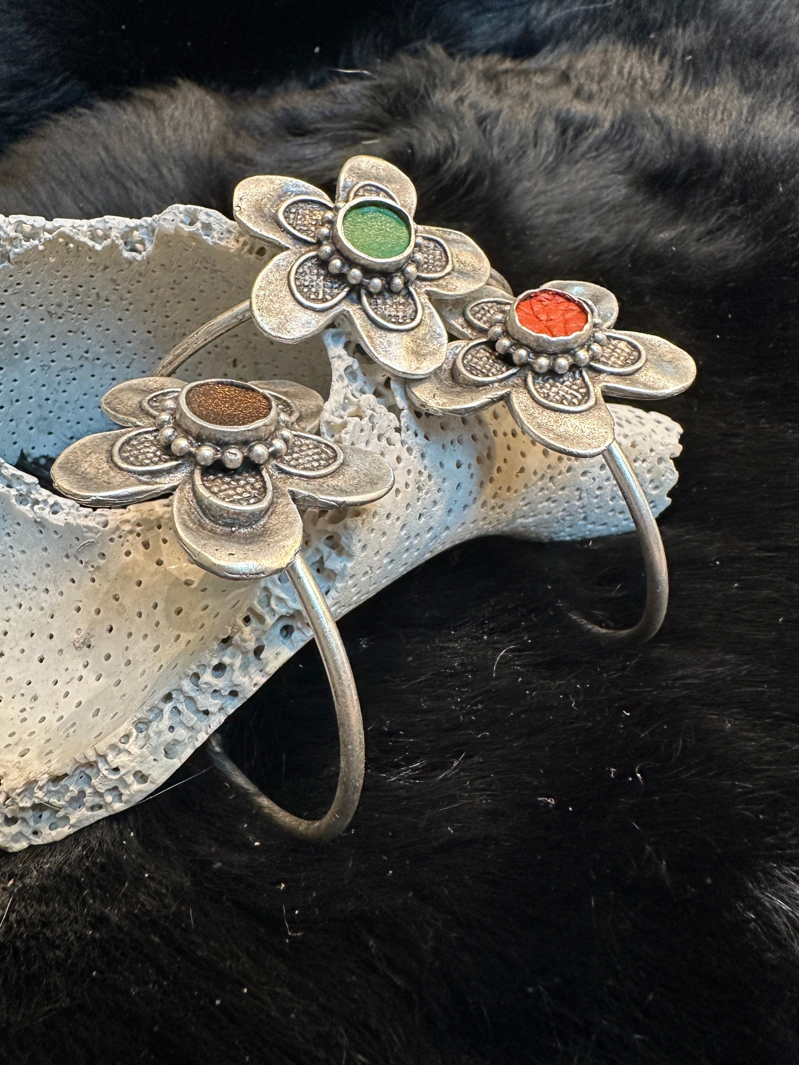 Bridger Leather Cuff Bracelet Flower Bracelet