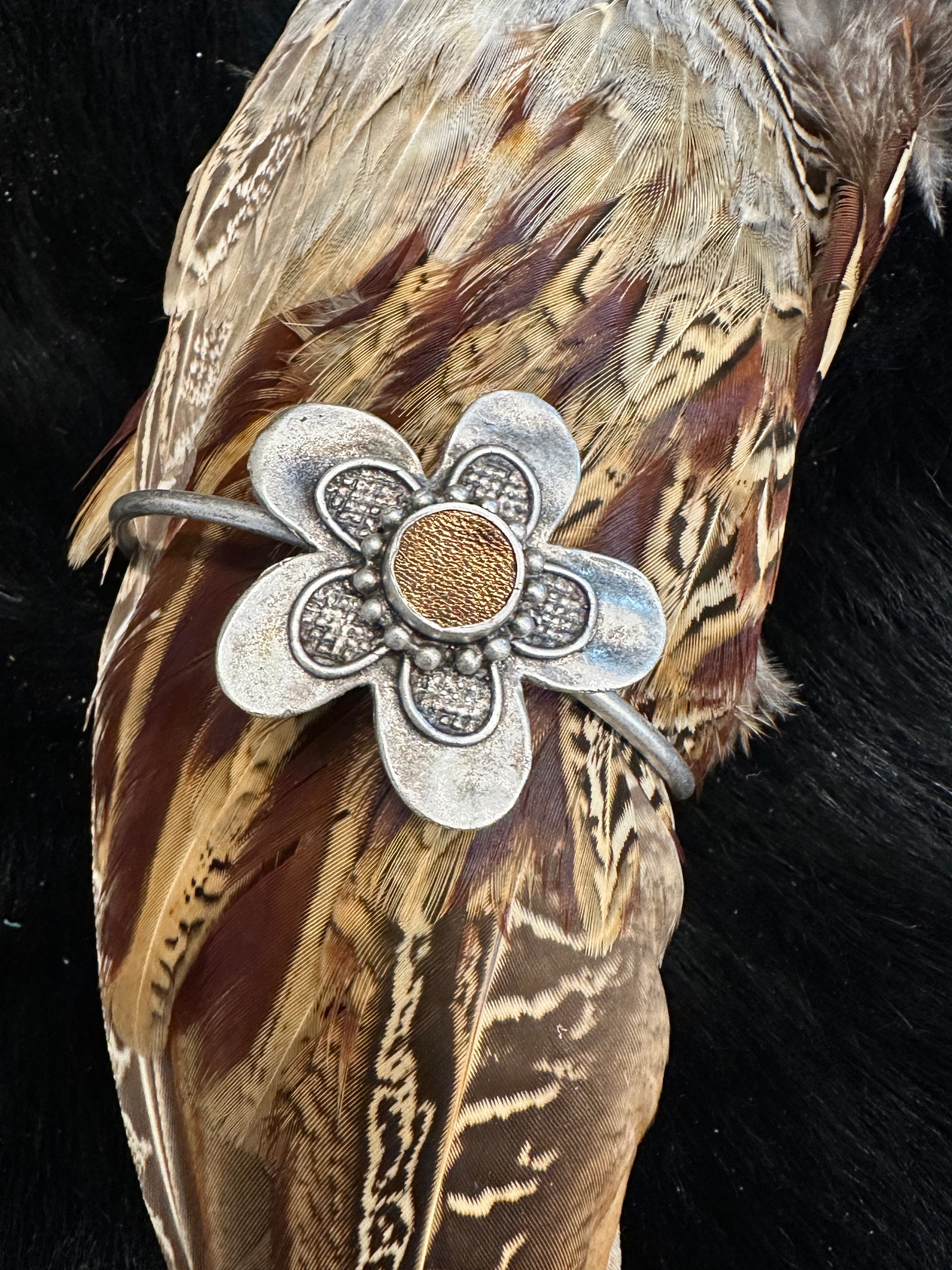 Bridger Leather Cuff Bracelet Bronze Flower Bracelet