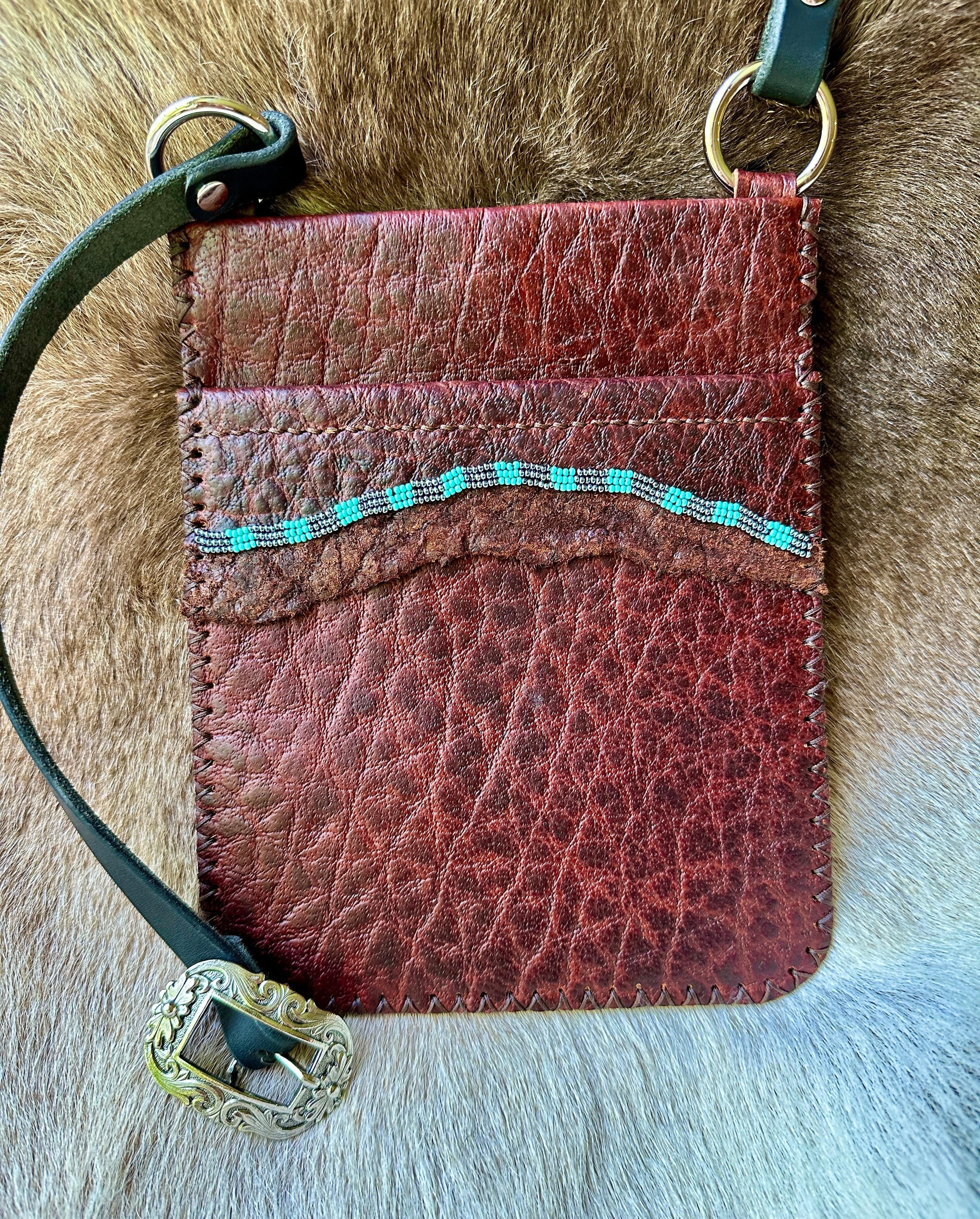 Bridger Leather Crossbody Bag Hand Beaded Bison Crossbody