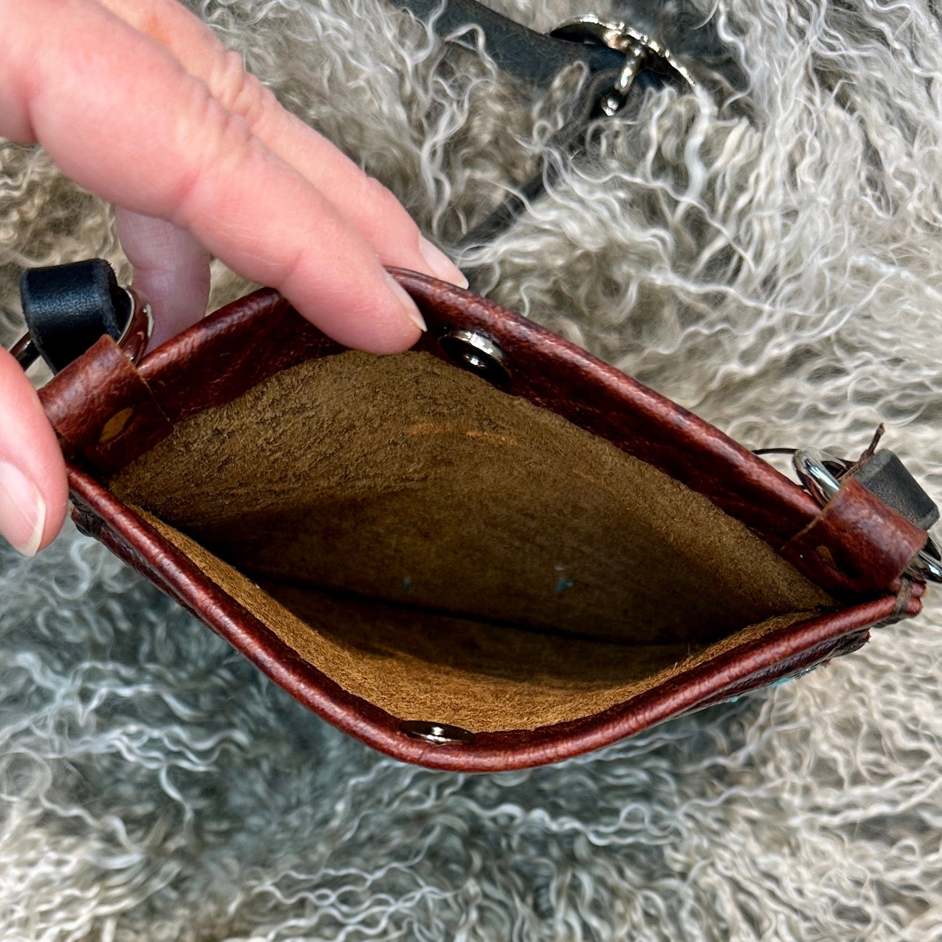 Bridger Leather Crossbody Bag Hand Beaded Bison Crossbody