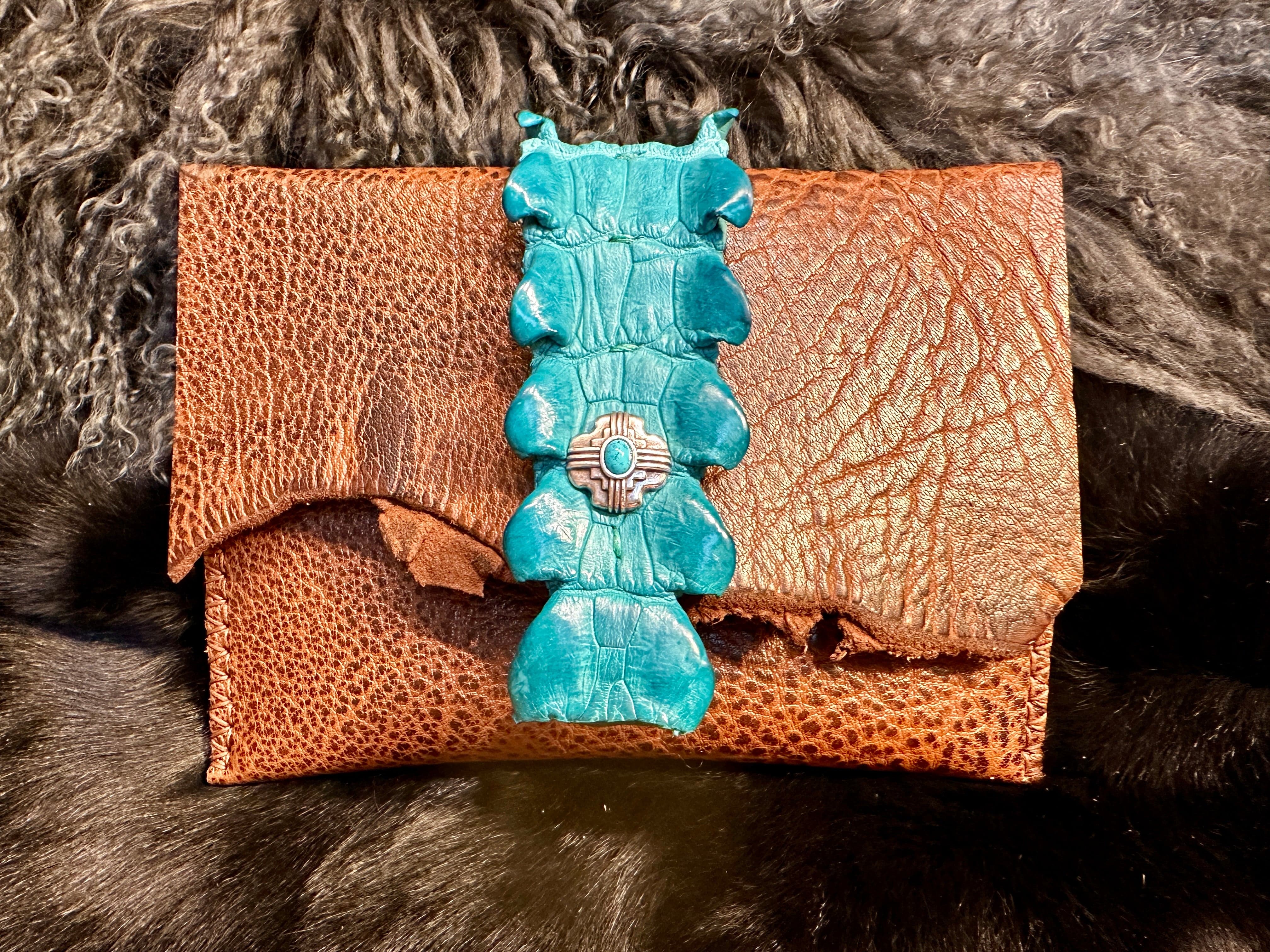Water Buffalo Leather Clutch with Crocodile Trim | Bridger Leather Clutch My Pure Sugar Clutch