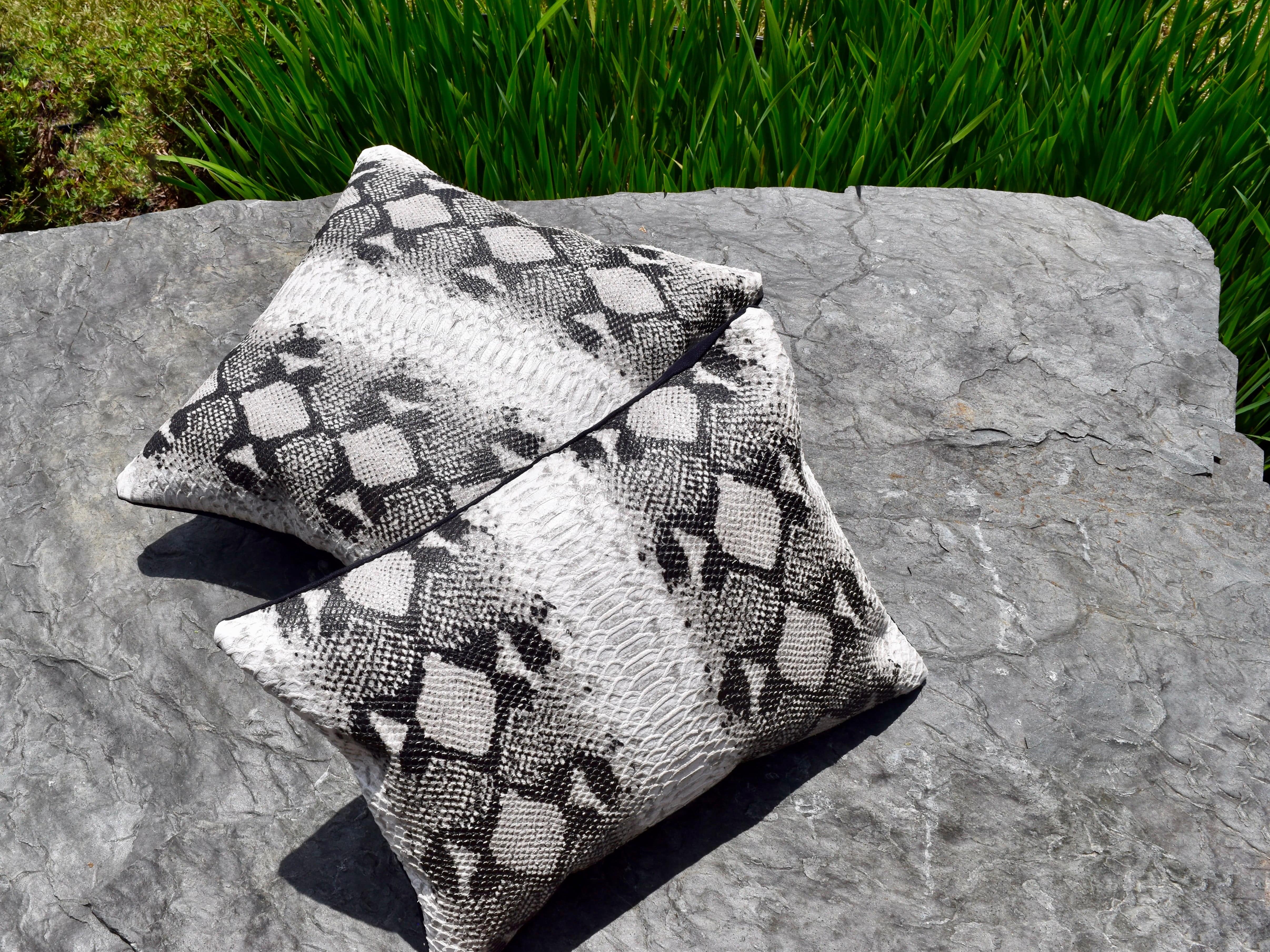Bridger Leather Pillow Python Pattern Embossed Pillows