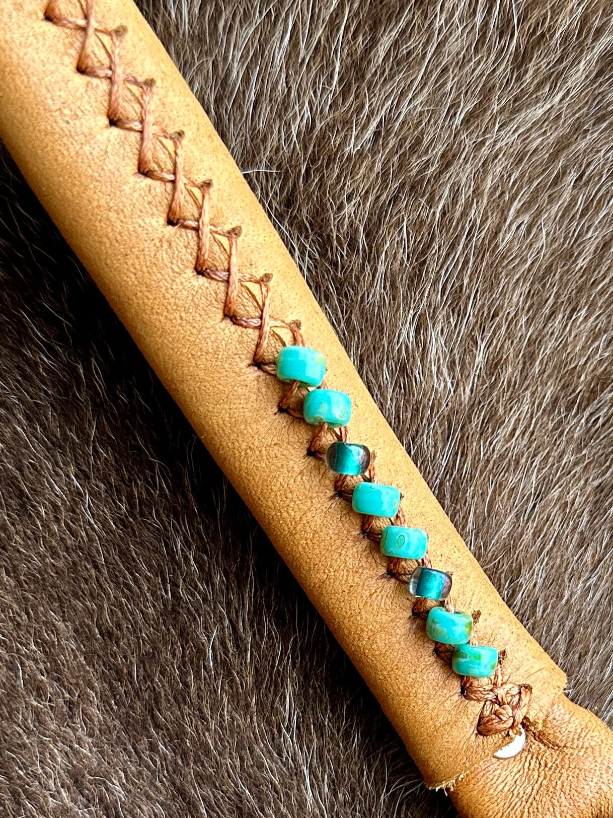 Bridger Leather Shoulder Bag Sacajawea Bag with Turquoise