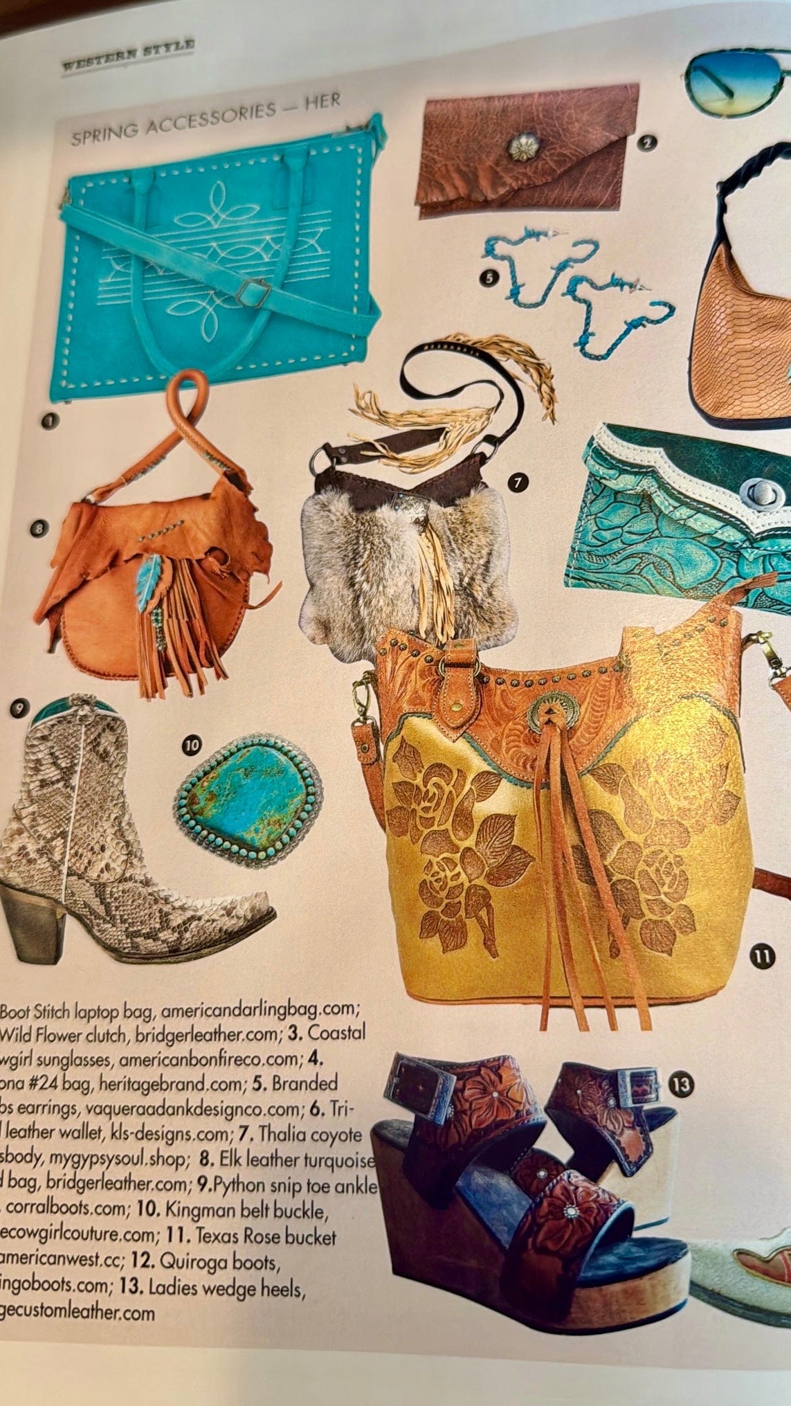 Bridger Leather Shoulder Bag Sacajawea Bag with Turquoise