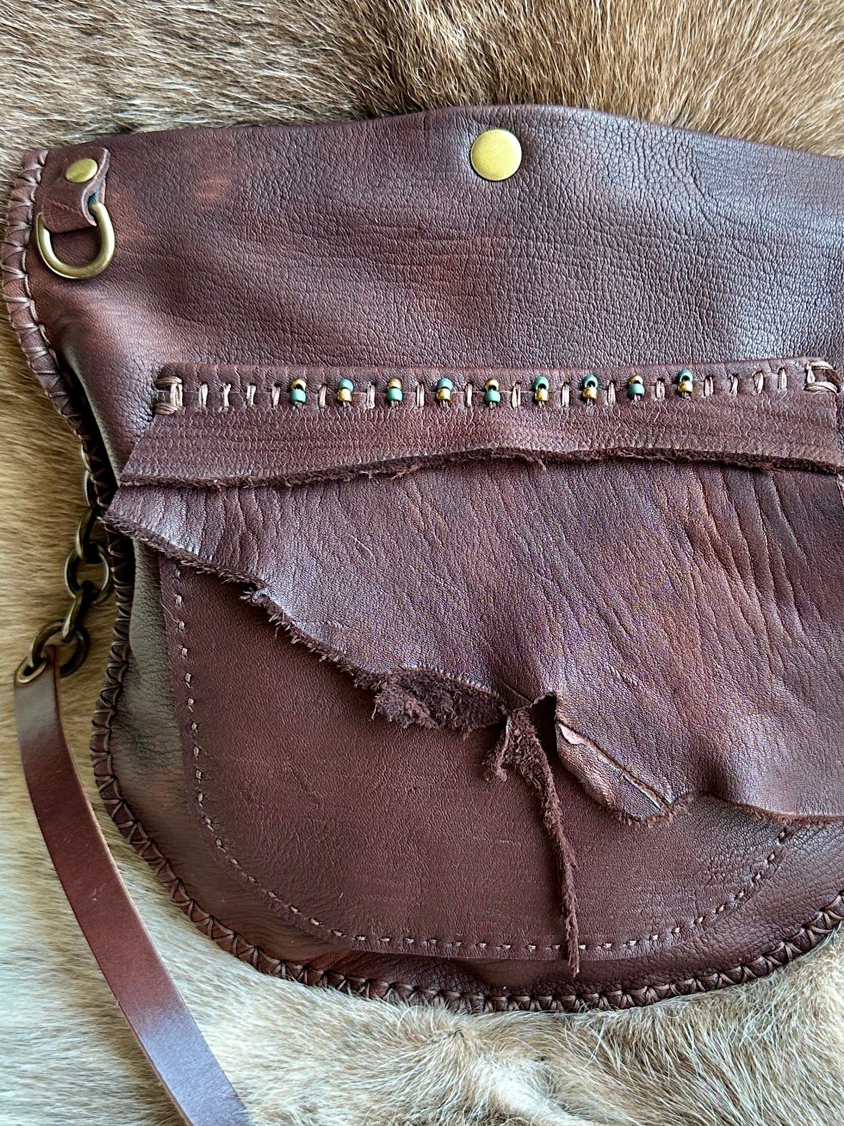 Bridger Leather Crossbody Bag Sacajawea Beaded Crossbody
