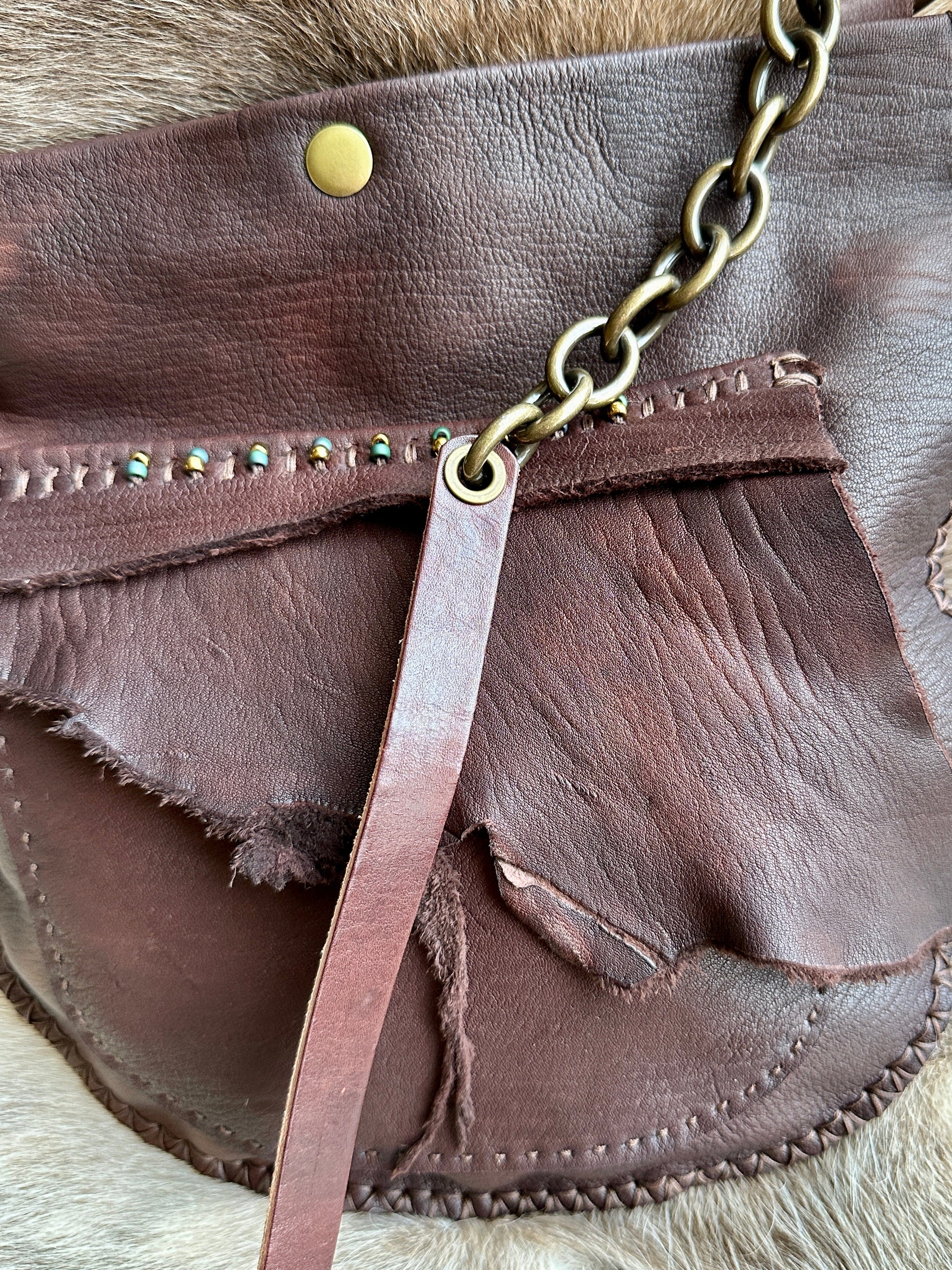 Bridger Leather Crossbody Bag Sacajawea Beaded Crossbody