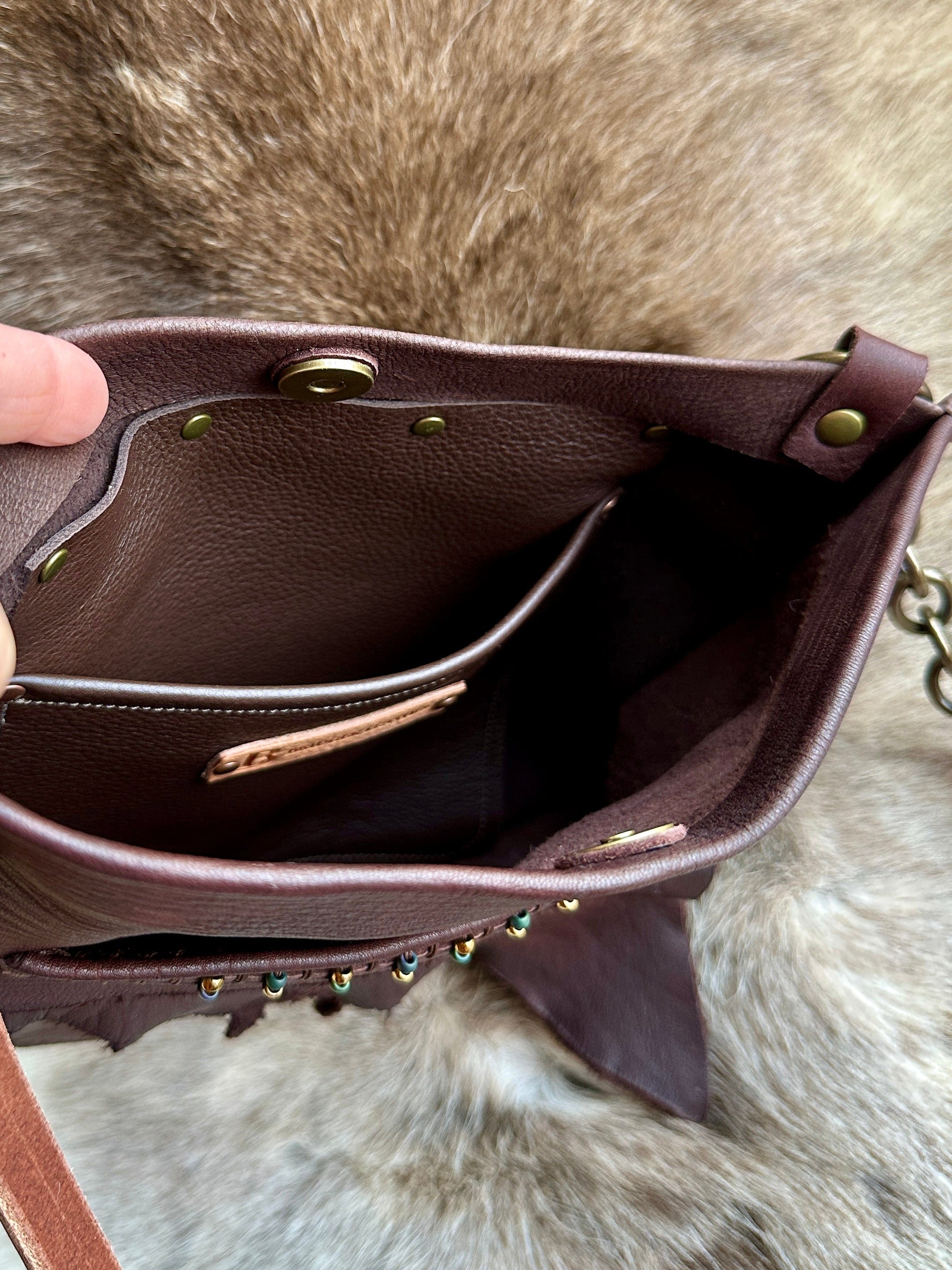 Bridger Leather Crossbody Bag Sacajawea Beaded Crossbody