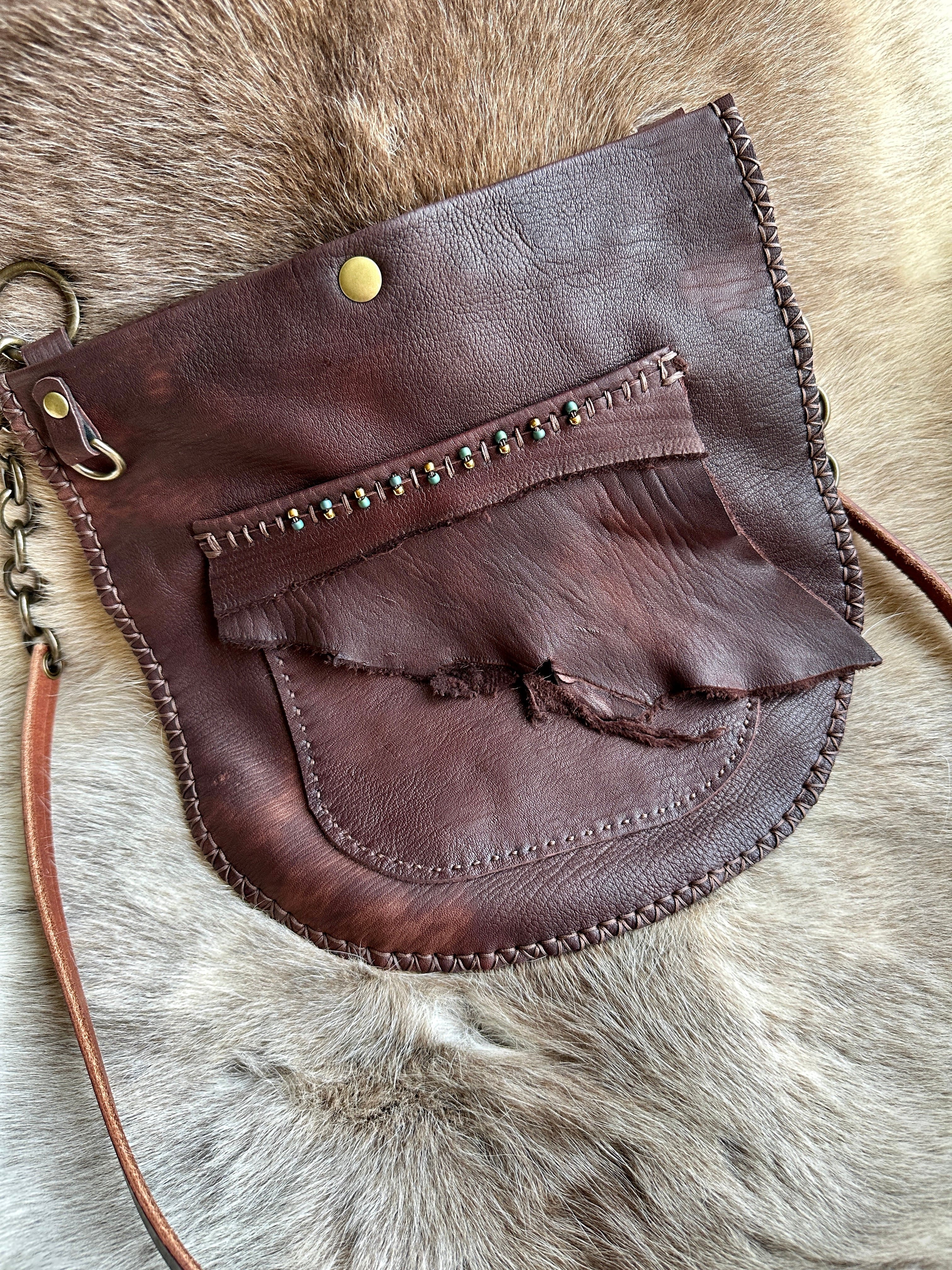 Bridger Leather Crossbody Bag Sacajawea Beaded Crossbody