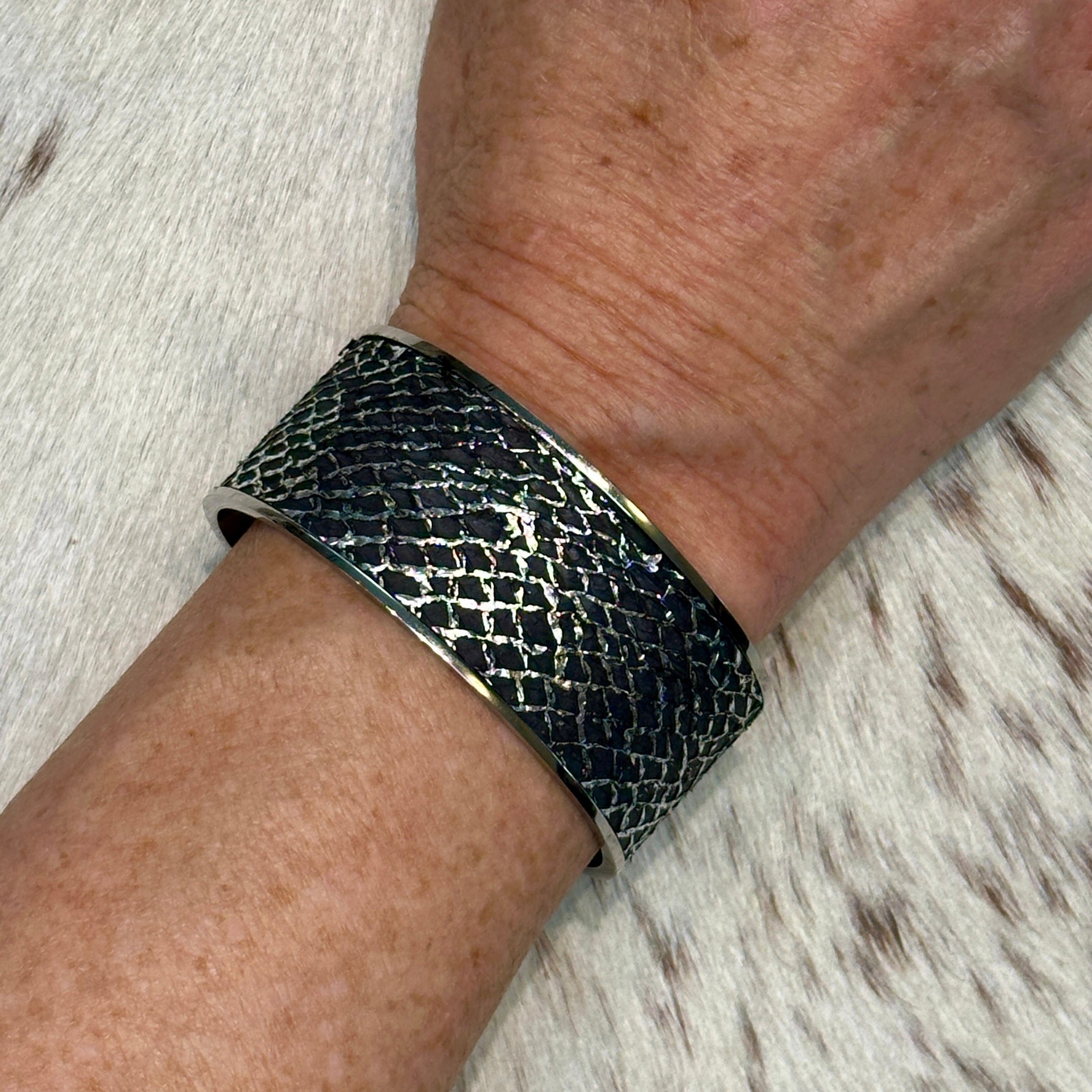 Bridger Leather Cuff Bracelet Salmon Leather Cuff - Wide