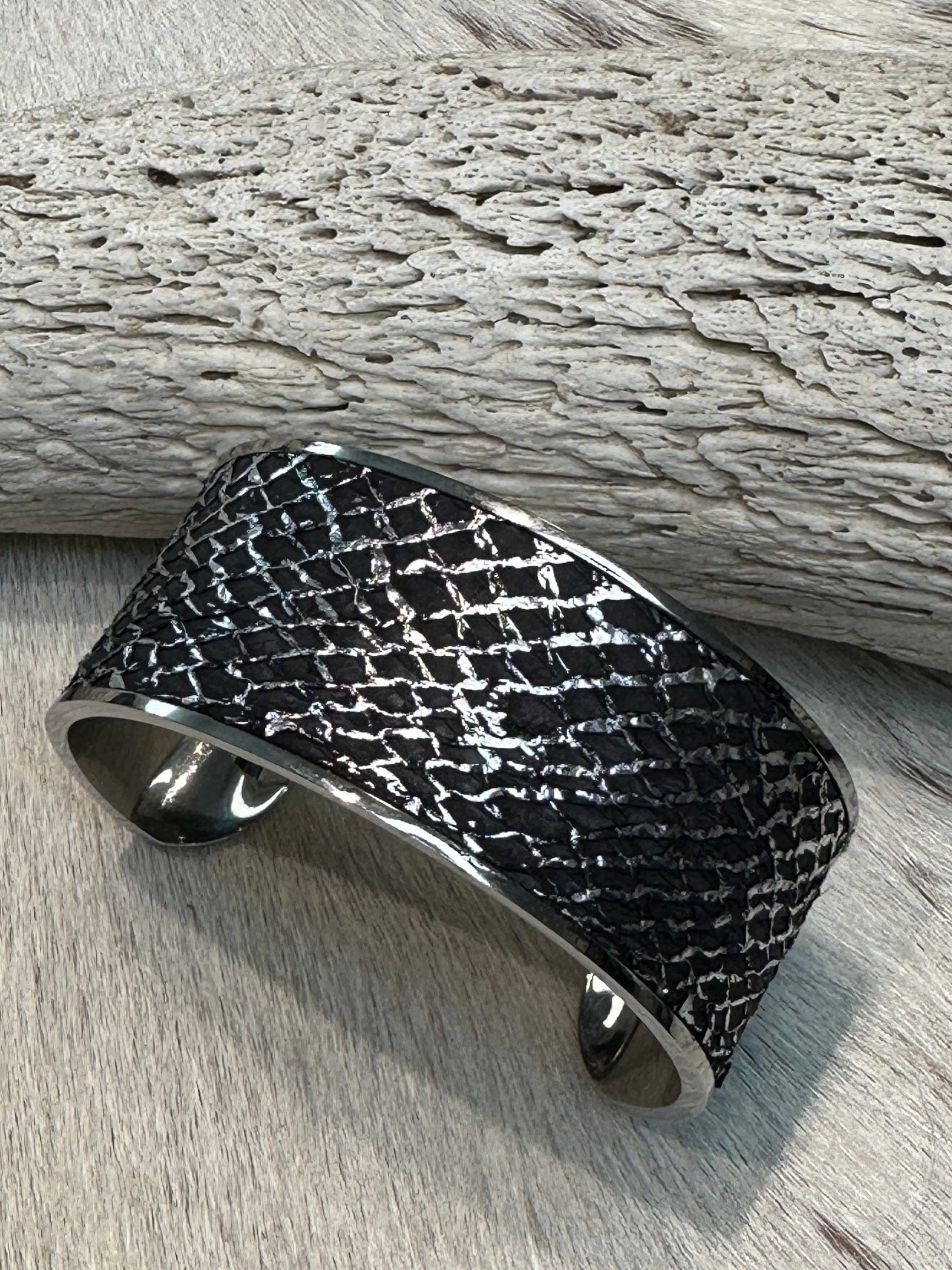 Bridger Leather Cuff Bracelet Salmon Leather Cuff - Wide