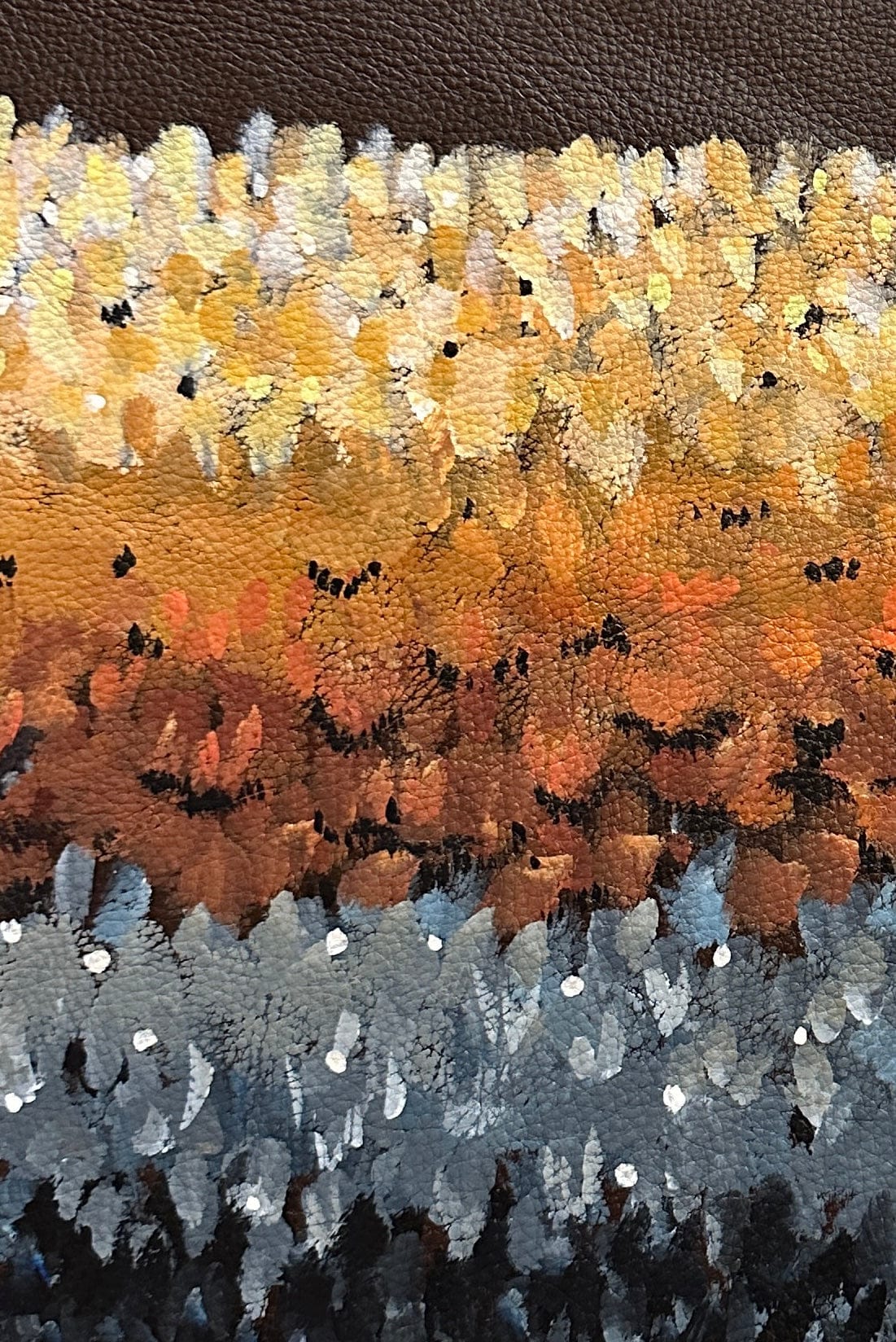 Bridger Leather Crossbody Bag Sharkskin Crossbody with Hand Painted Tassel