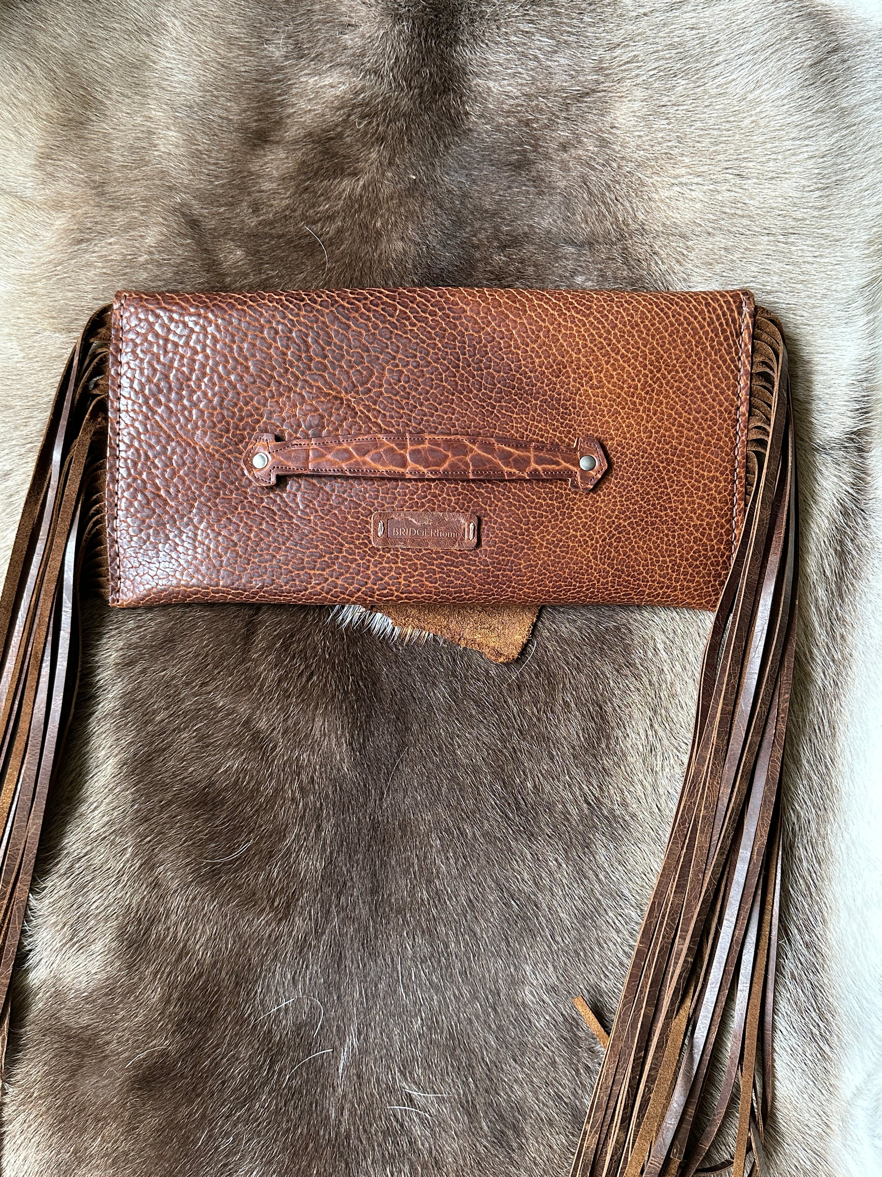 Bangtail Bison Leather Clutch | Handcrafted by Bridger Leather