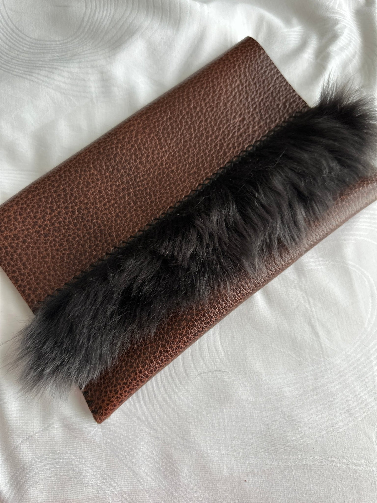 Buffalo and Italian Shearling Clutch - Bridger Leather