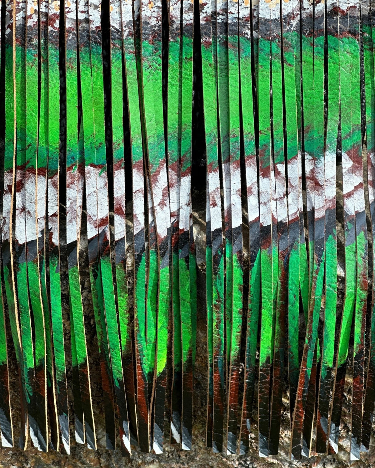 Green-Winged Teal Bison Leather Crossbody | Hand-Painted Fringe - Crossbody Bag - Bridger Leather