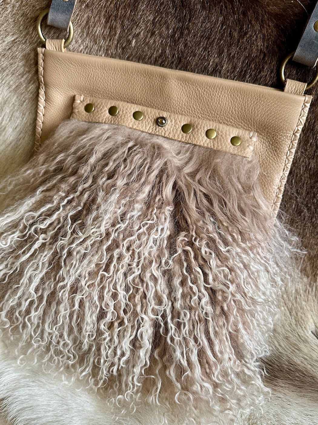 Little Fawn with Tibetan Lamb Fur - Crossbody Bag - Bridger Leather