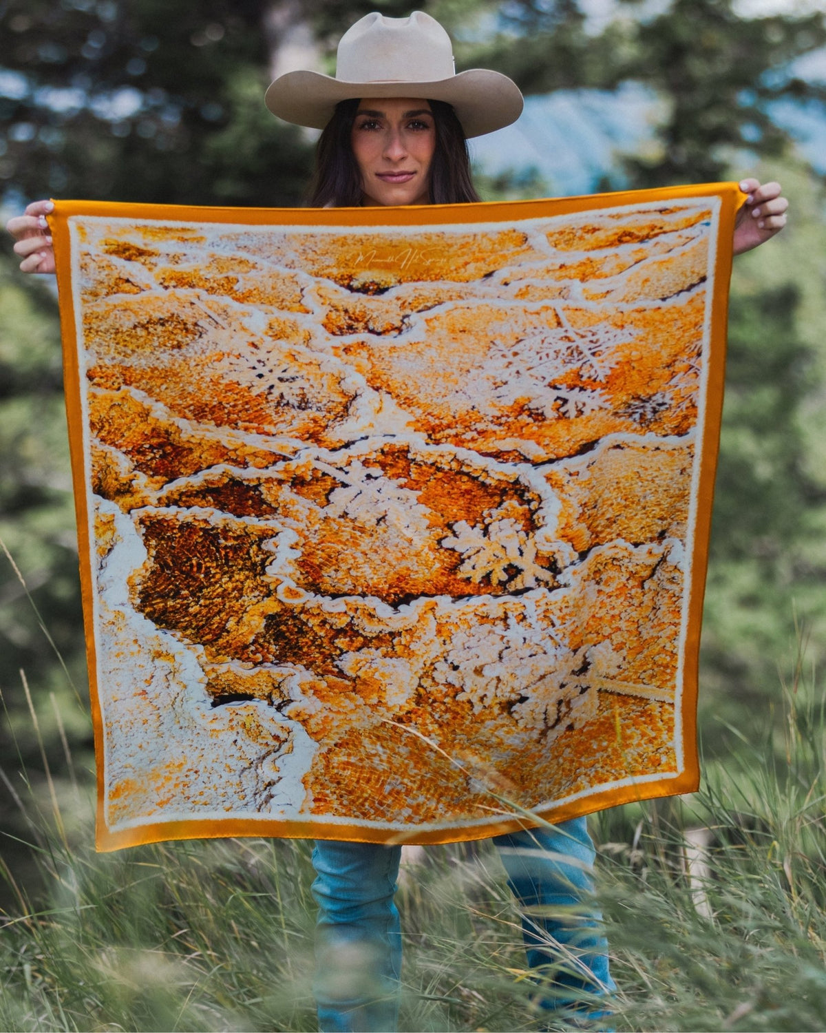Mammoth Hot Springs — Geothermal Silk Scarf - Scarves - Bridger Leather