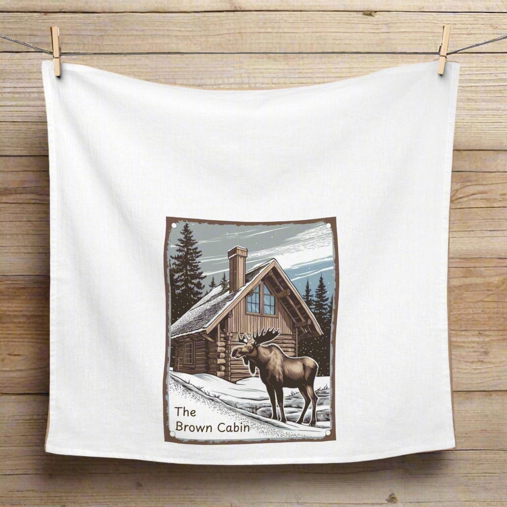 Printify Home Decor White / 28" × 28" Mountain Cabin Moose Kitchen Tea Towel