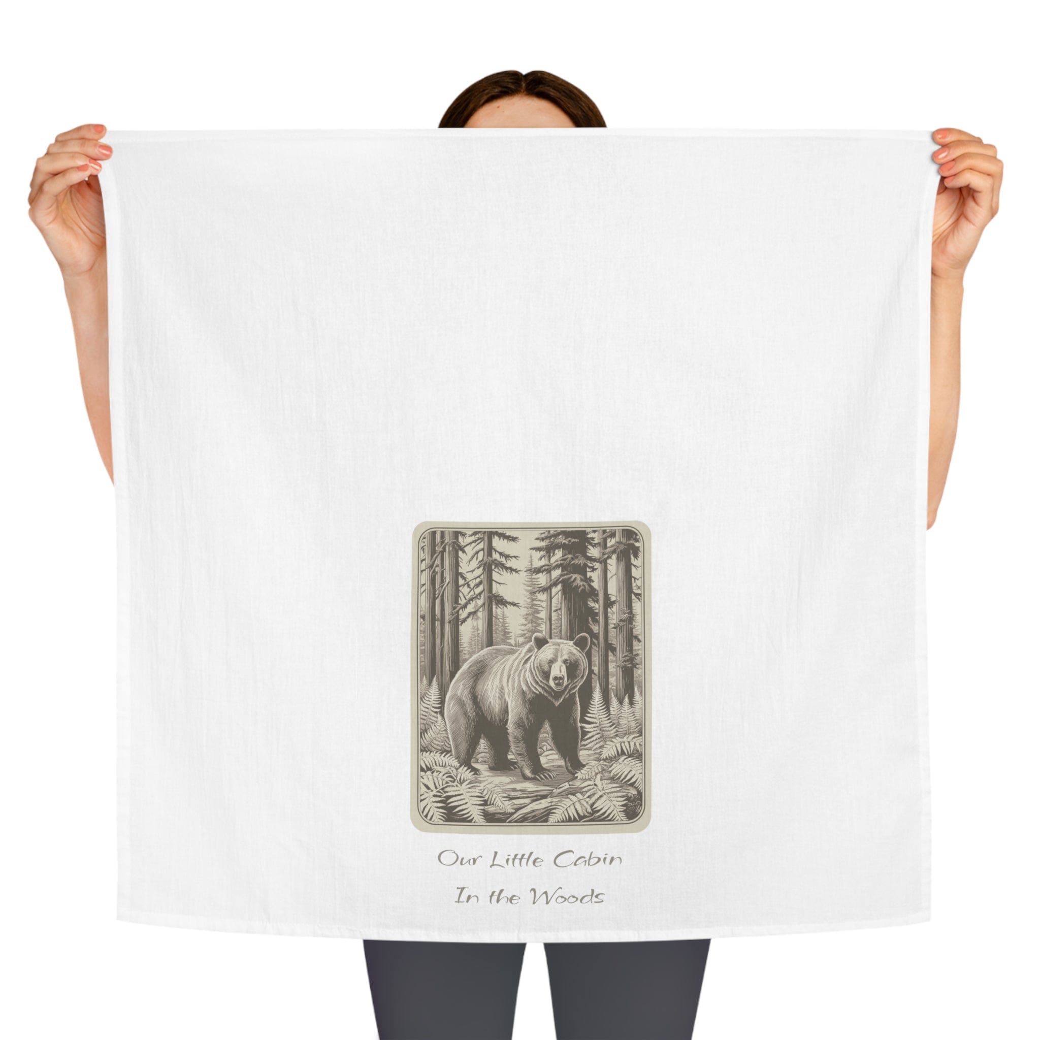 Printify Home Decor White / 28" × 28" Rustic Bear Tea Towel for Cabin or Lodge