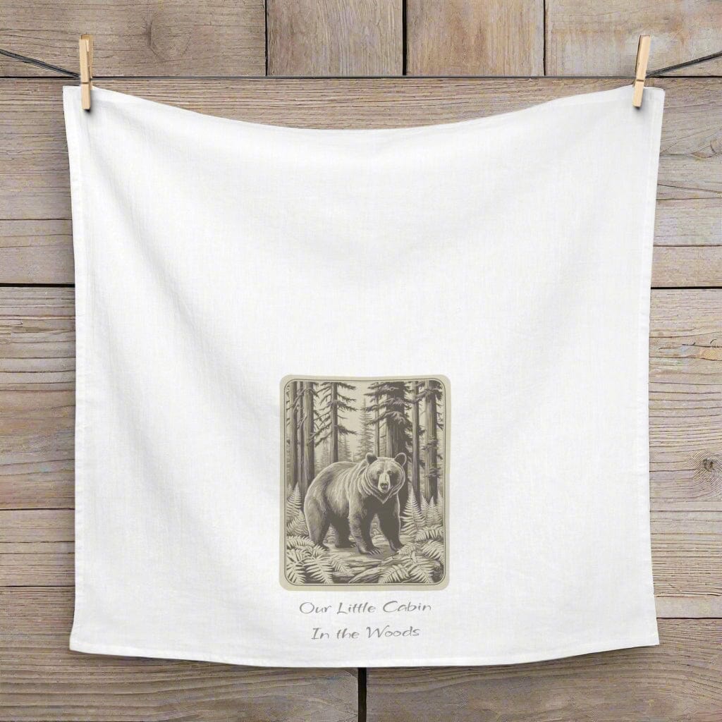 Printify Home Decor White / 28" × 28" Rustic Bear Tea Towel for Cabin or Lodge