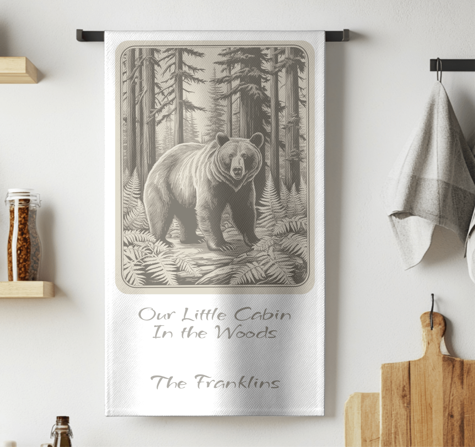 Printify Home Decor White / 28" × 28" Rustic Bear Tea Towel for Cabin or Lodge
