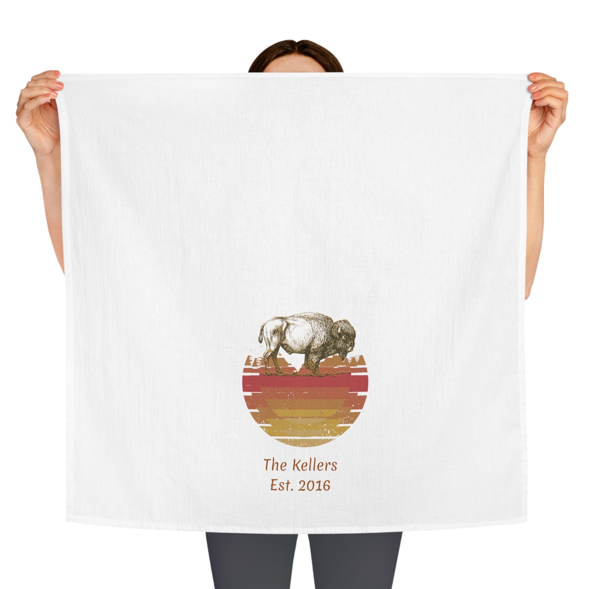 Printify Home Decor White / 28" × 28" Vintage Bison Kitchen Towel, Personalized