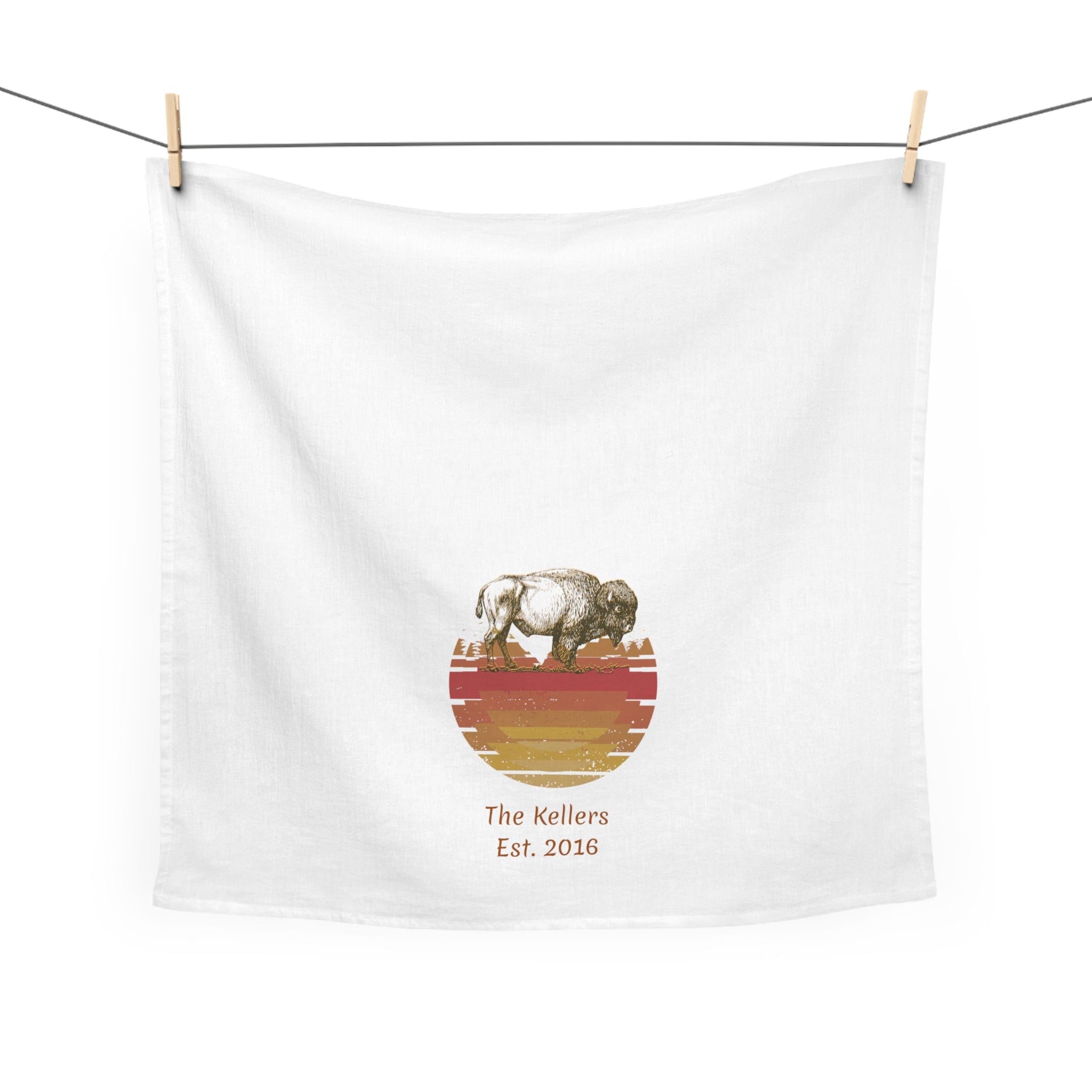 Printify Home Decor White / 28" × 28" Vintage Bison Kitchen Towel, Personalized
