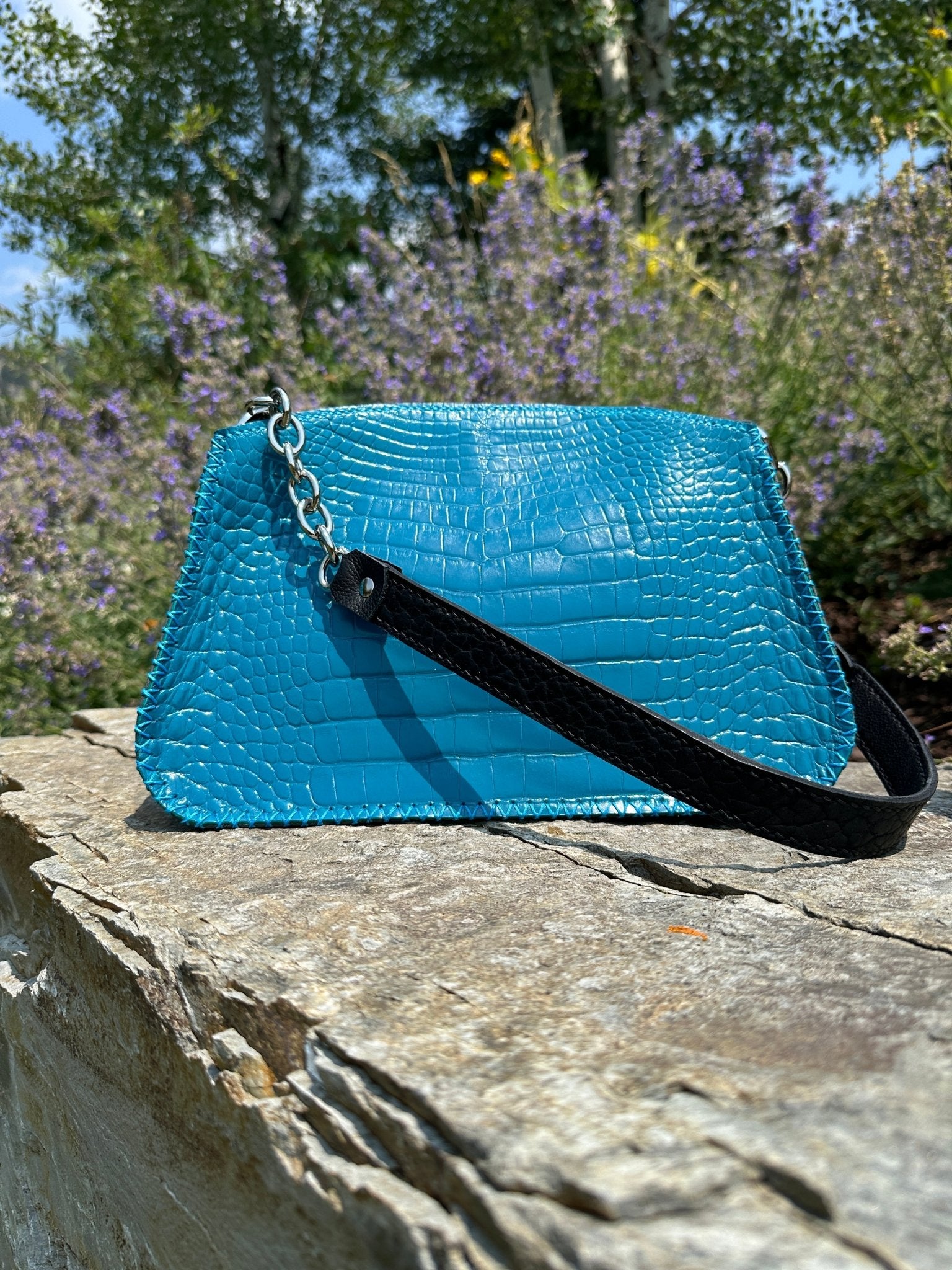 Rosebud Shoulder Bag- Alligator and Cow - Bridger Leather