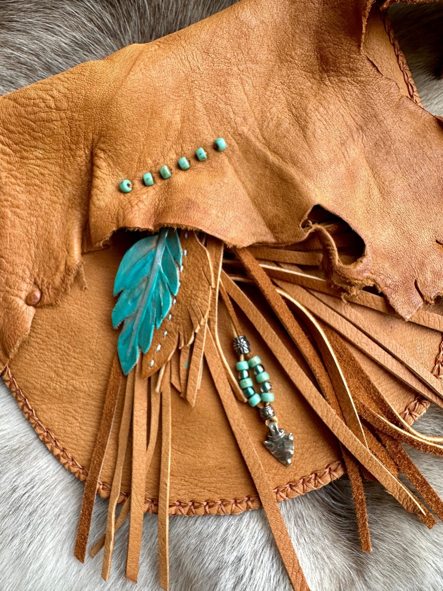 Sacajawea Bag with Turquoise - Shoulder Bag - Bridger Leather