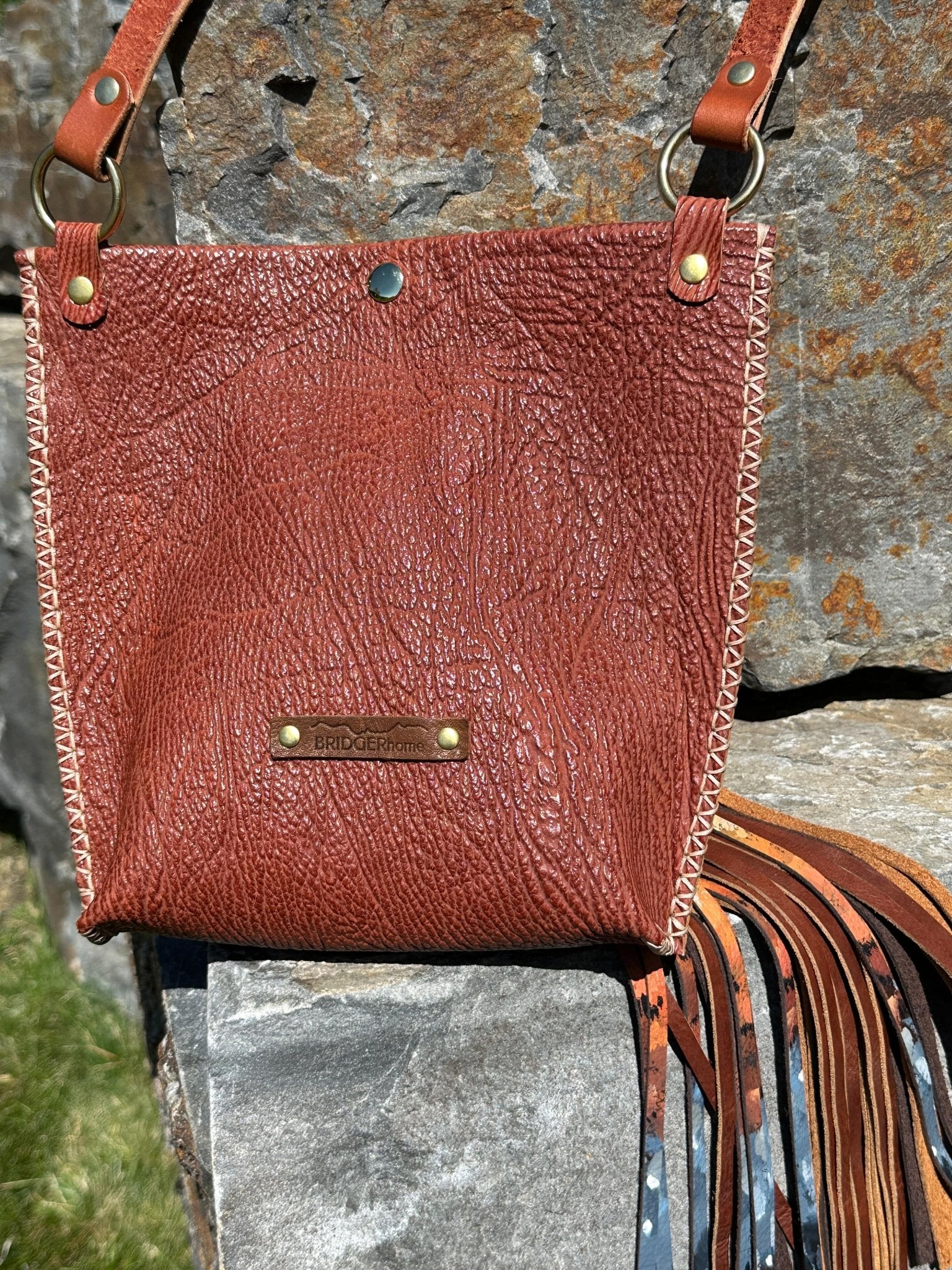 Sharkskin Crossbody Bag — American Kestrel Hand-Painted Tassel - Crossbody Bag - Bridger Leather