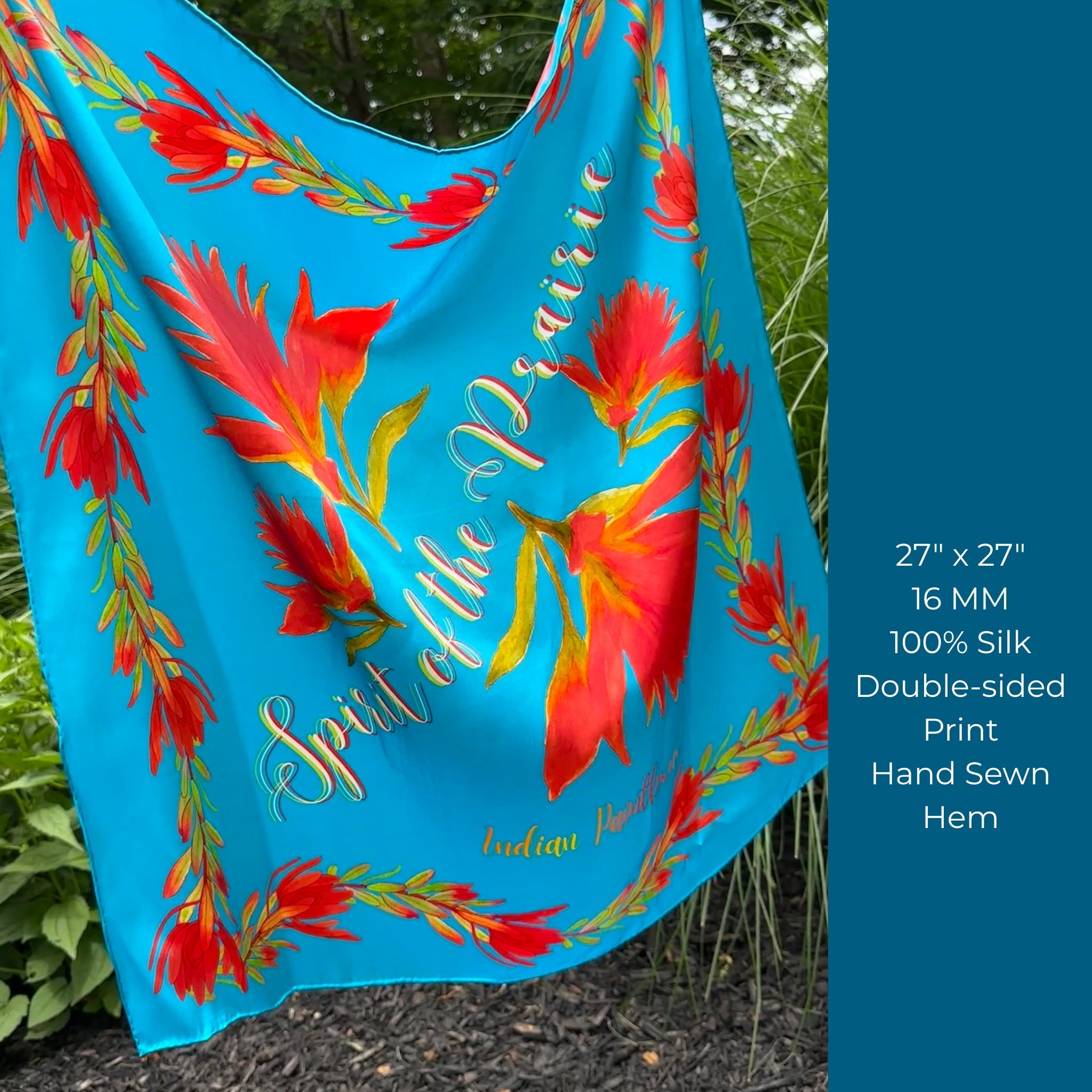 Spirit of the Prairie — Indian Paintbrush Silk Scarf - Scarves - Bridger Leather