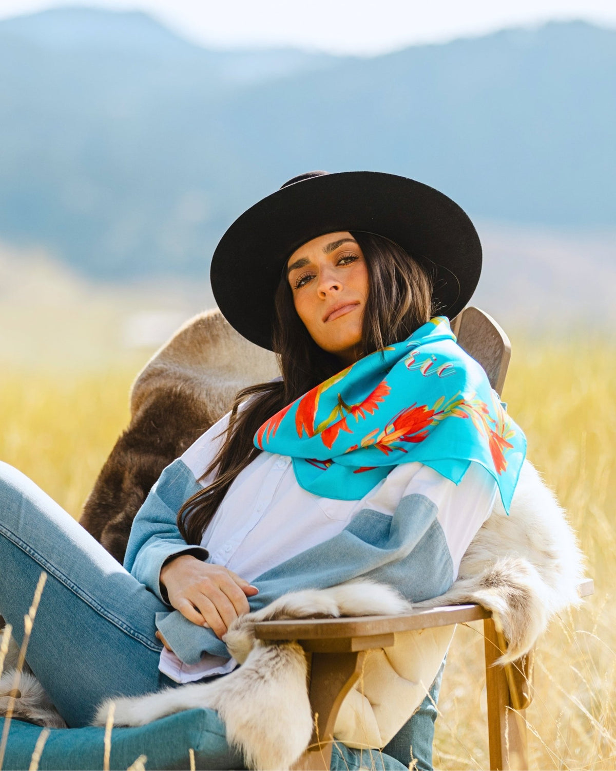 Spirit of the Prairie — Indian Paintbrush Silk Scarf - Scarves - Bridger Leather