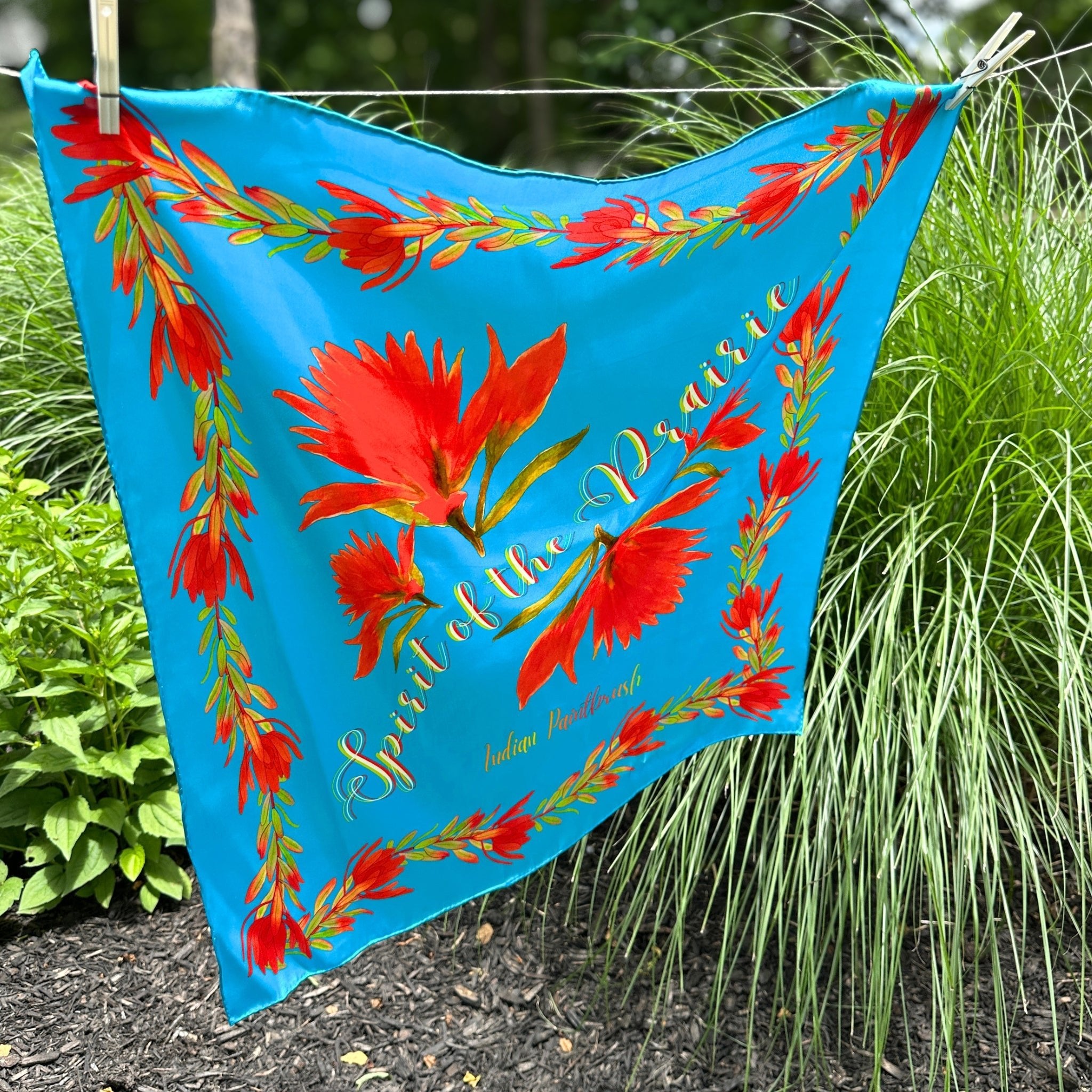 Spirit of the Prairie — Indian Paintbrush Silk Scarf - Scarves - Bridger Leather