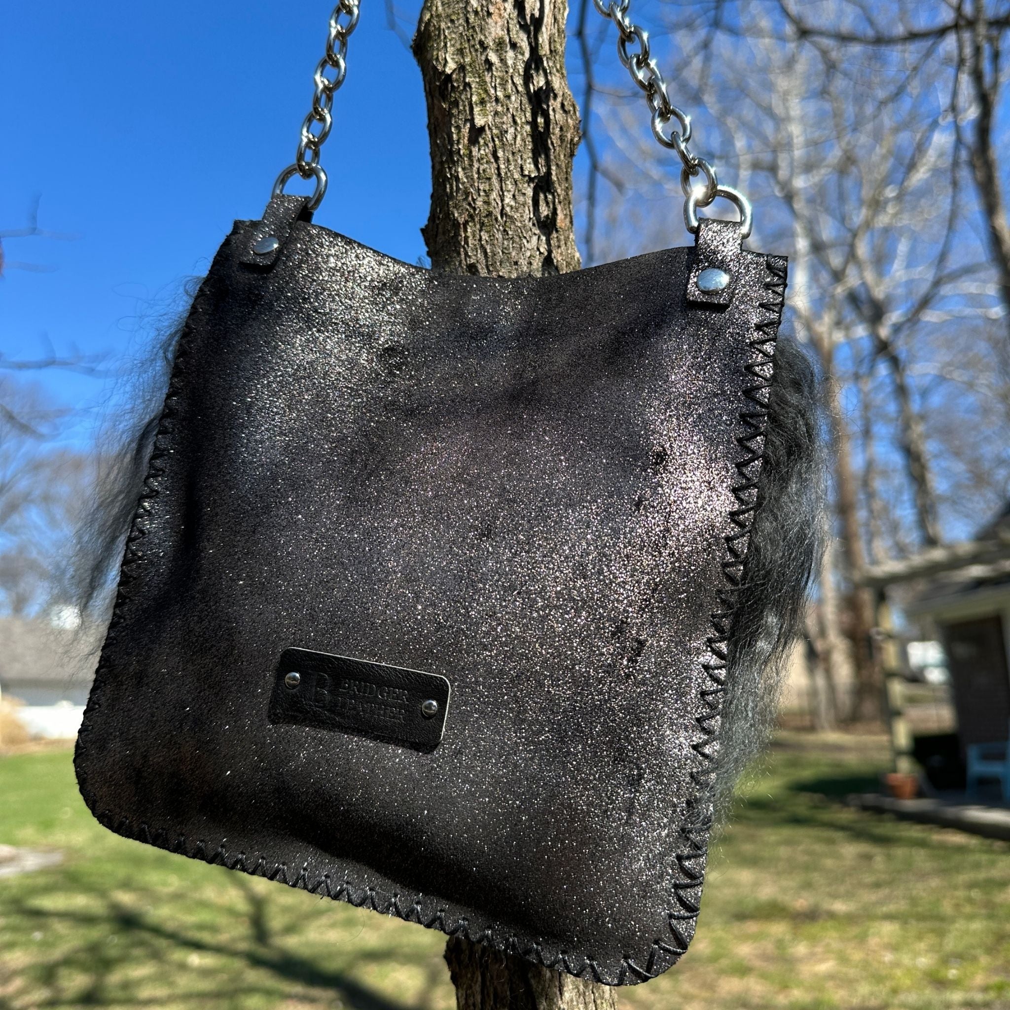 The ANA — Italian Suede Evening Bag with Mongolian Lamb Trim - Evening Bag - Bridger Leather