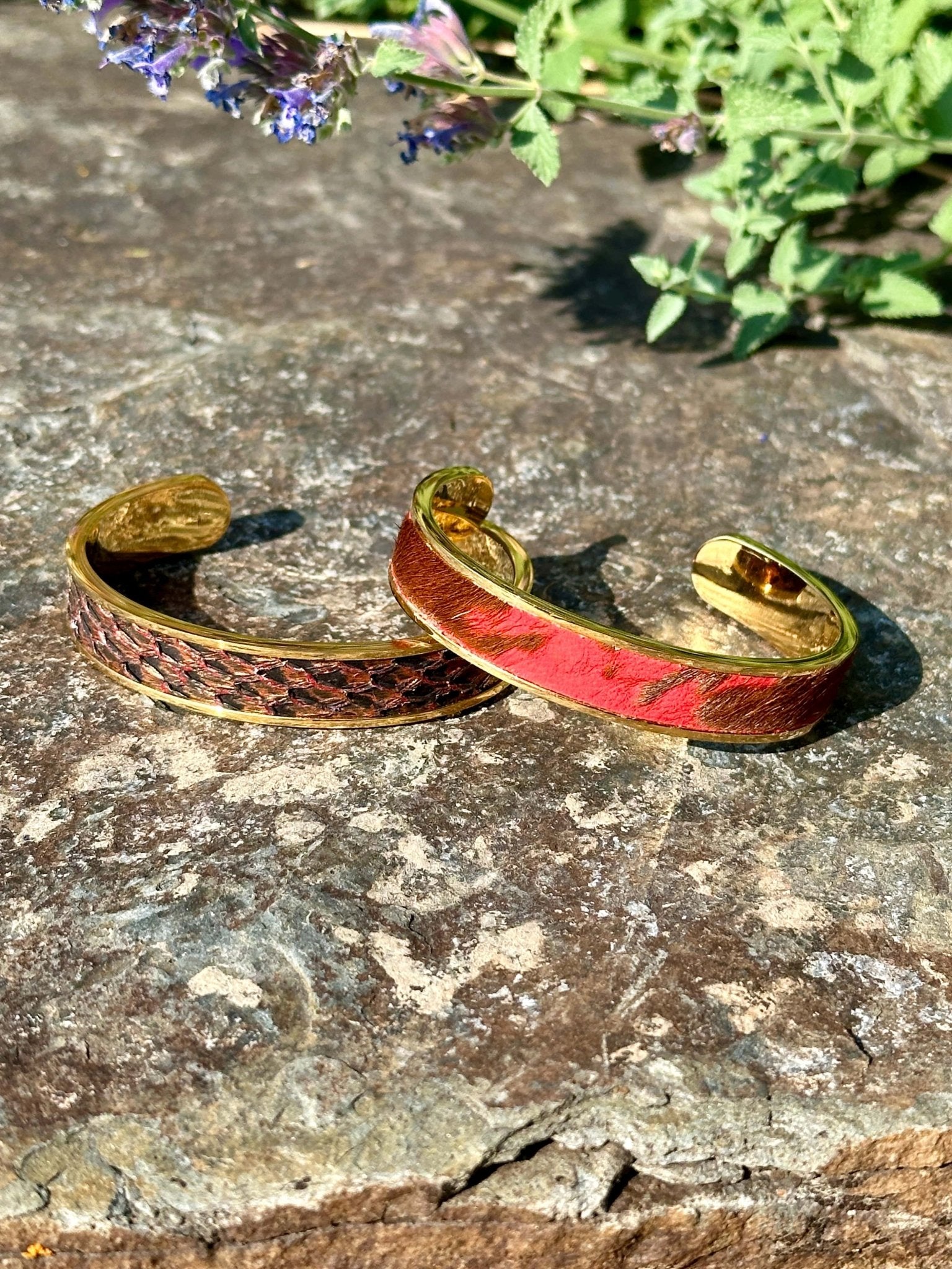 24K Gold-Plated Leather Cuff Bracelets - Cuff Bracelet - Bridger Leather