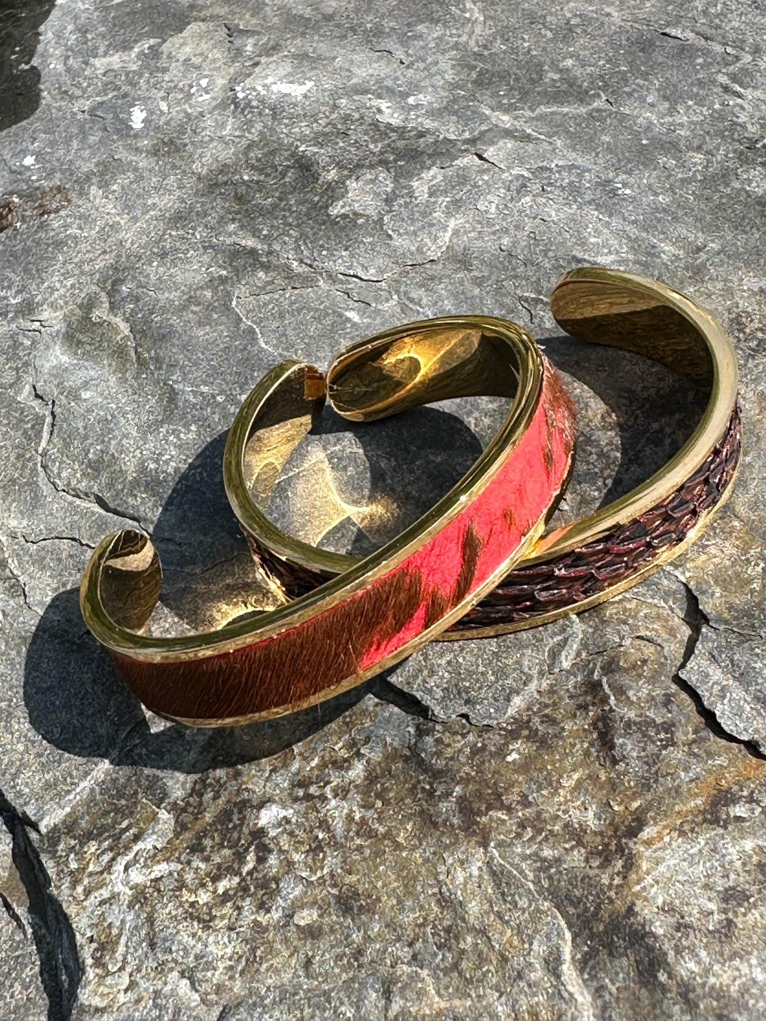 24K Gold-Plated Leather Cuff Bracelets - Cuff Bracelet - Bridger Leather
