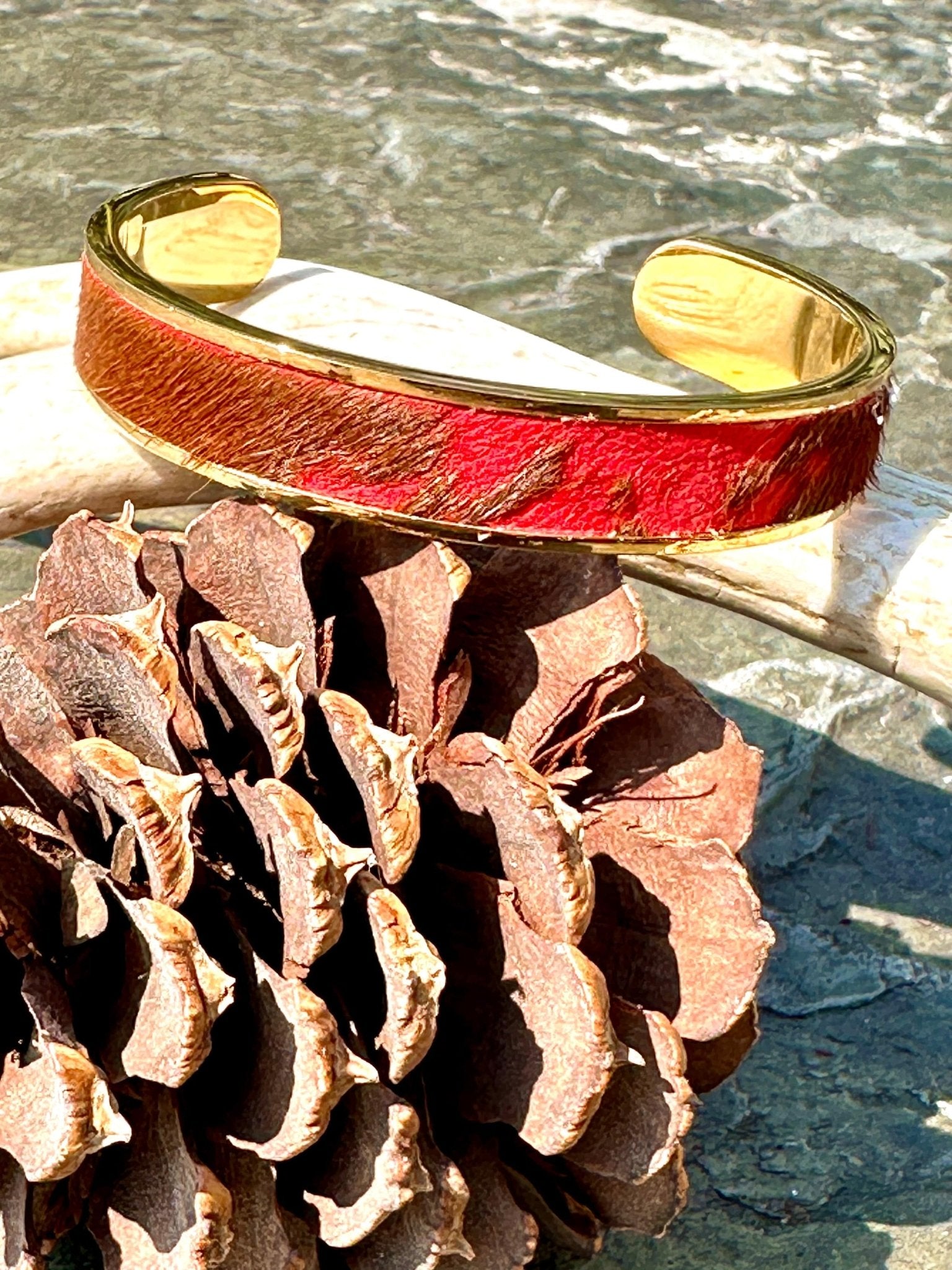 24K Gold-Plated Leather Cuff Bracelets - Cuff Bracelet - Bridger Leather