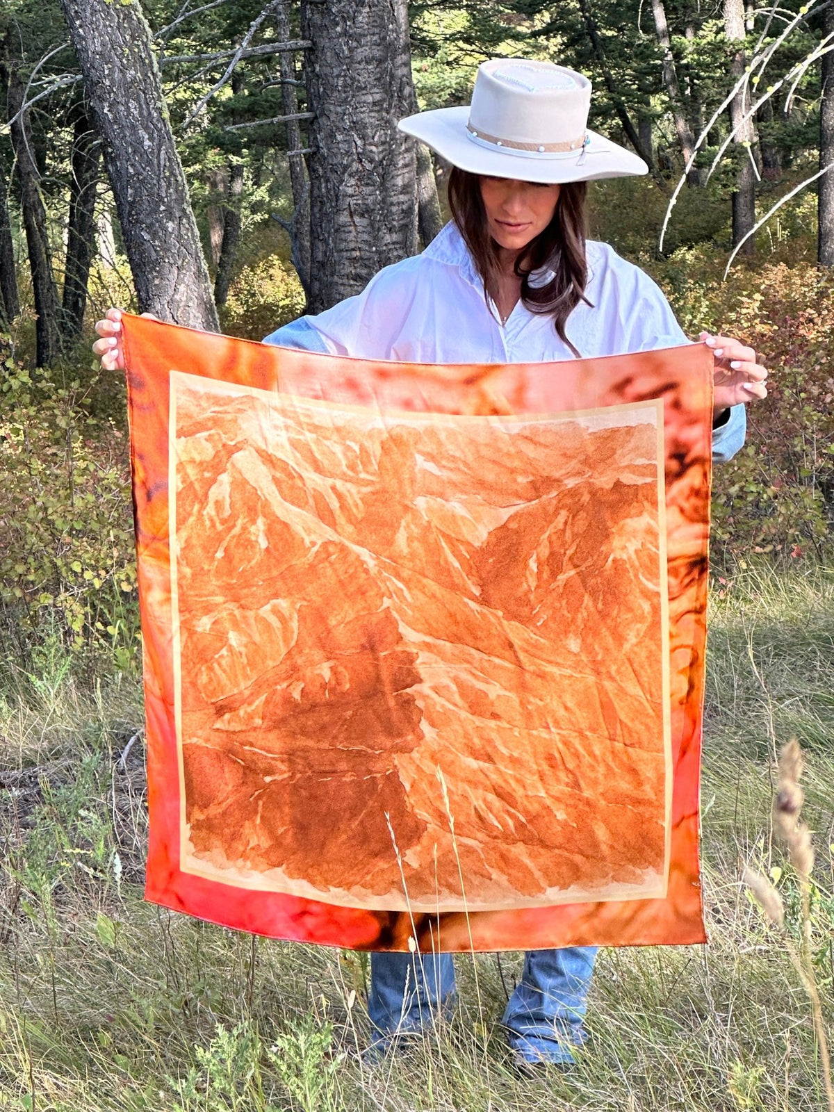 Absaroka — A View from Above Silk Scarf - Bridger Leather