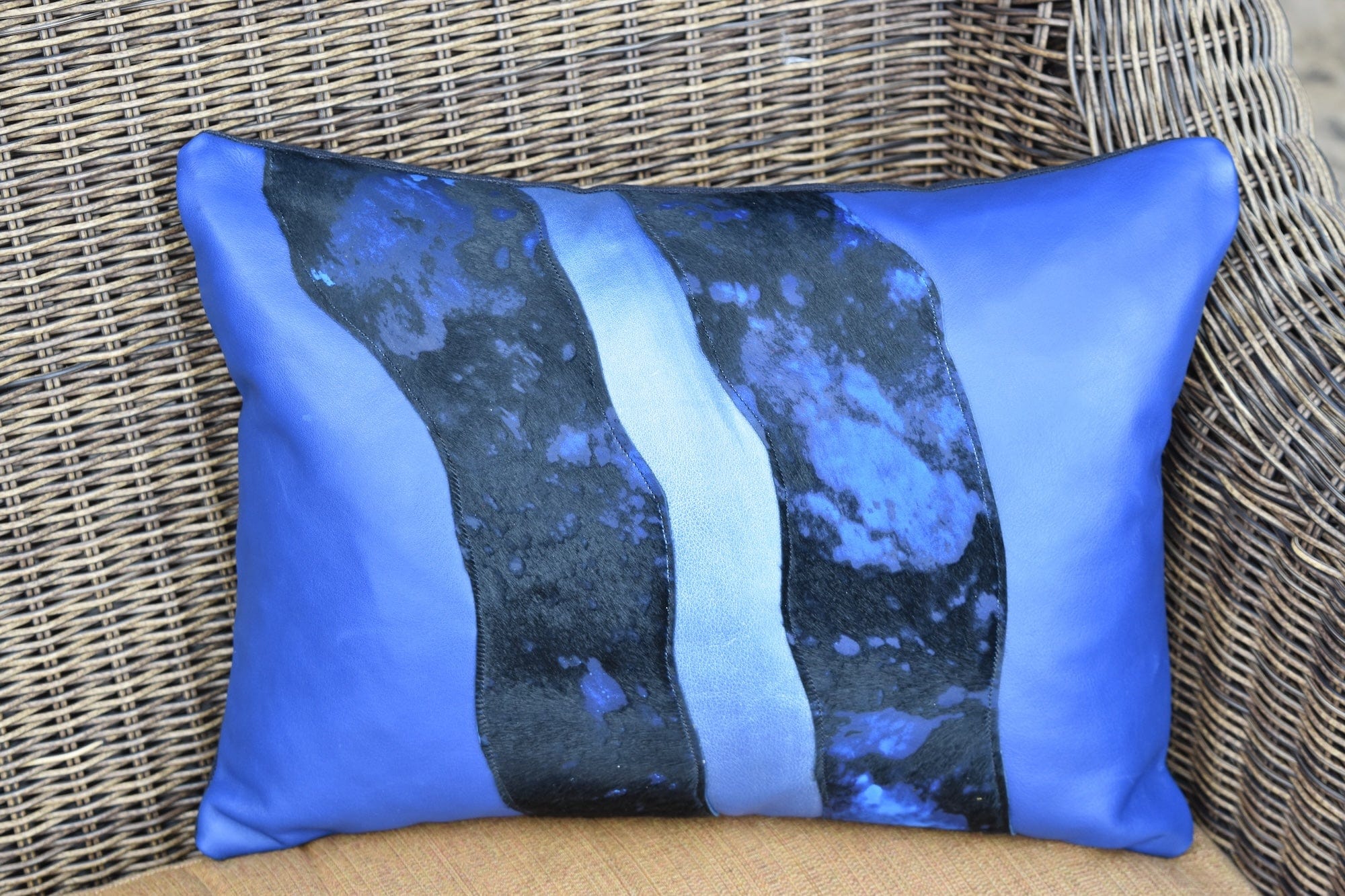 Bridger Leather Pillow Blue Wave Pillow Set