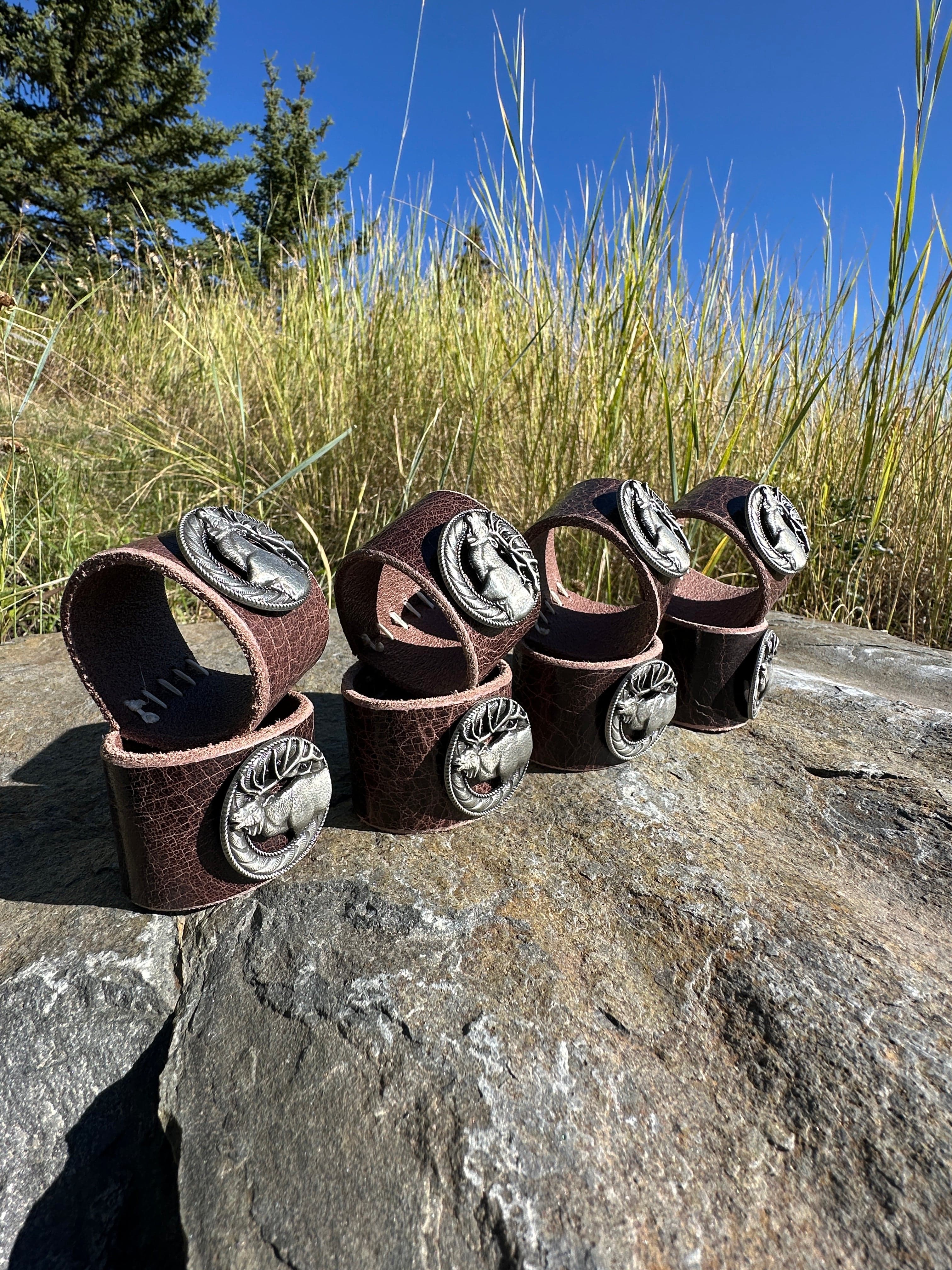 Bridger Leather Home Goods Elk Concho Napkin Rings - Set of 8