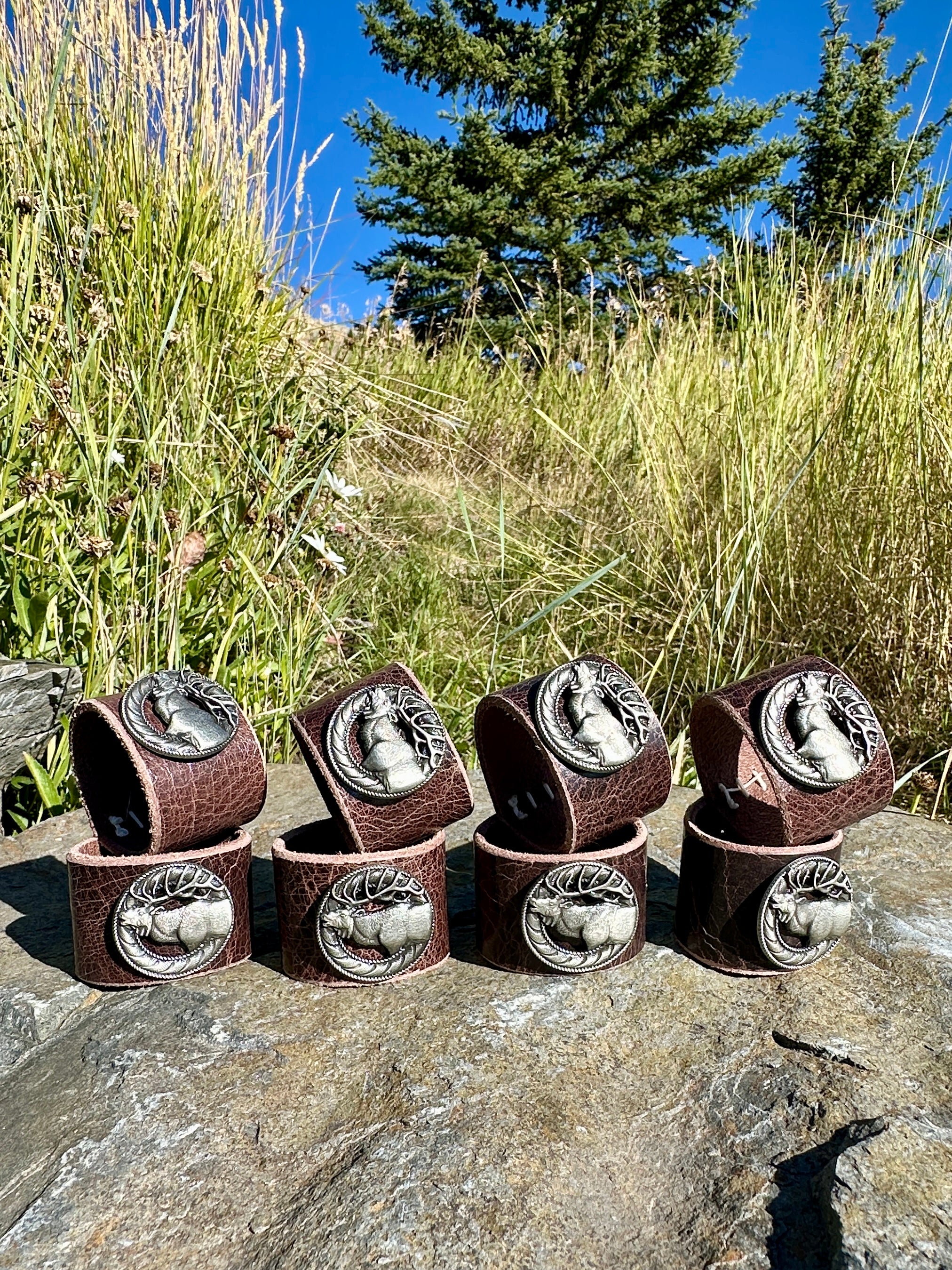 Bridger Leather Home Goods Elk Concho Napkin Rings - Set of 8